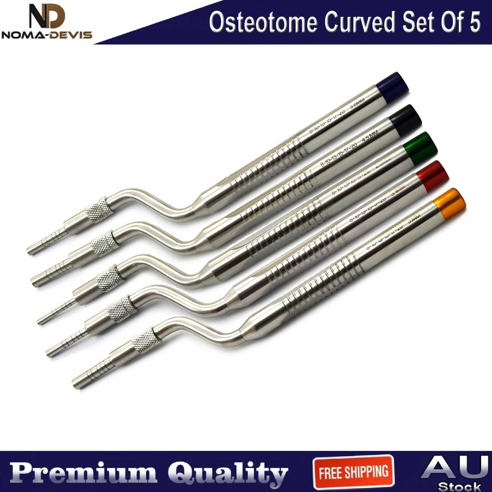 Osteotome Curved Concave Tip Sinus Lift Implant Bone Grafting 5PCS Instruments