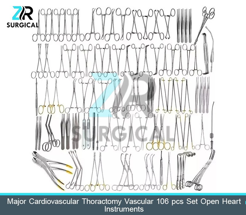 Major Cardiovascular Thoractomy Vascular 106 pcs Set Open Heart Instruments