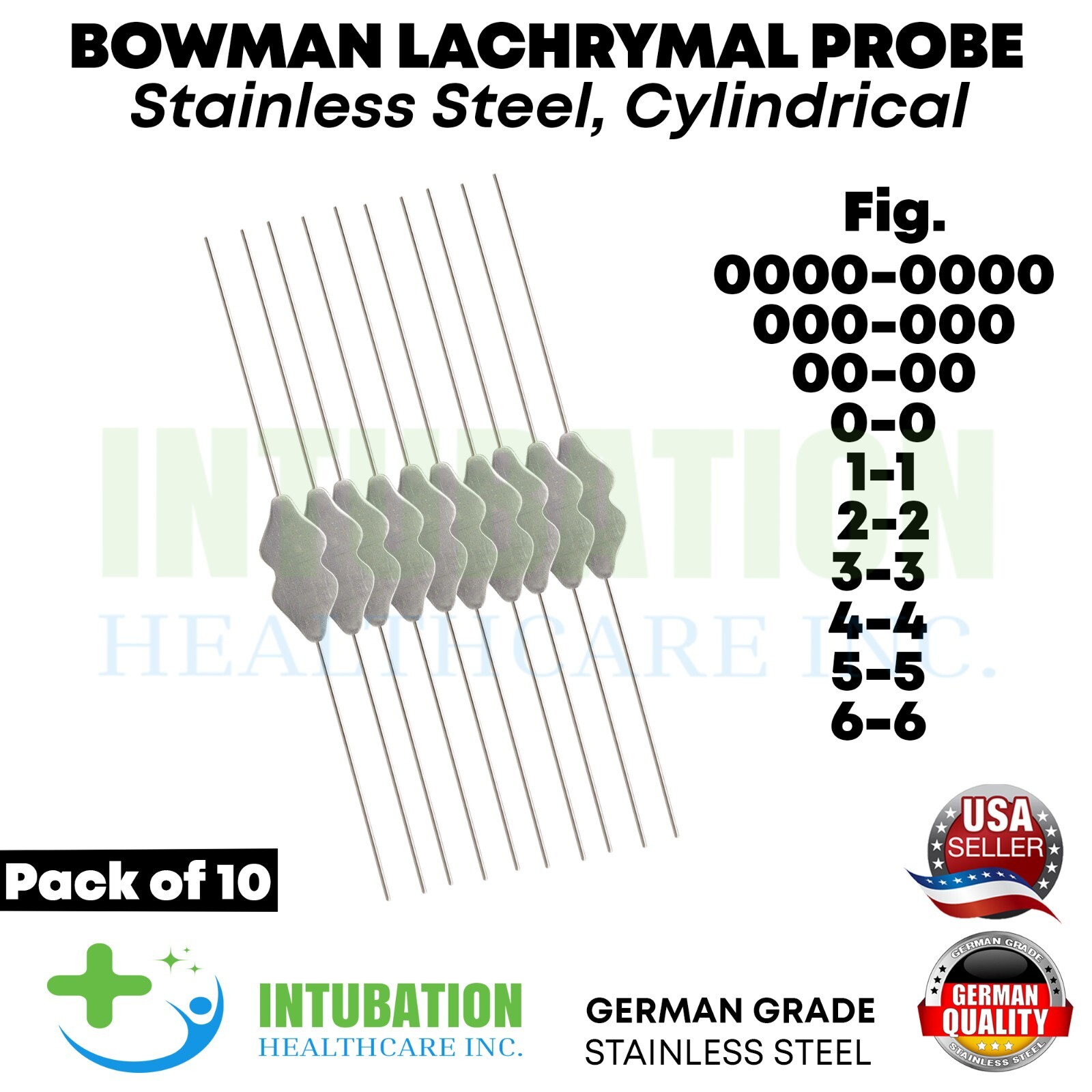 Bowman Lacrimal Probe 5” Surgical Dental ENT Ophthalmic Instruments Set of 10