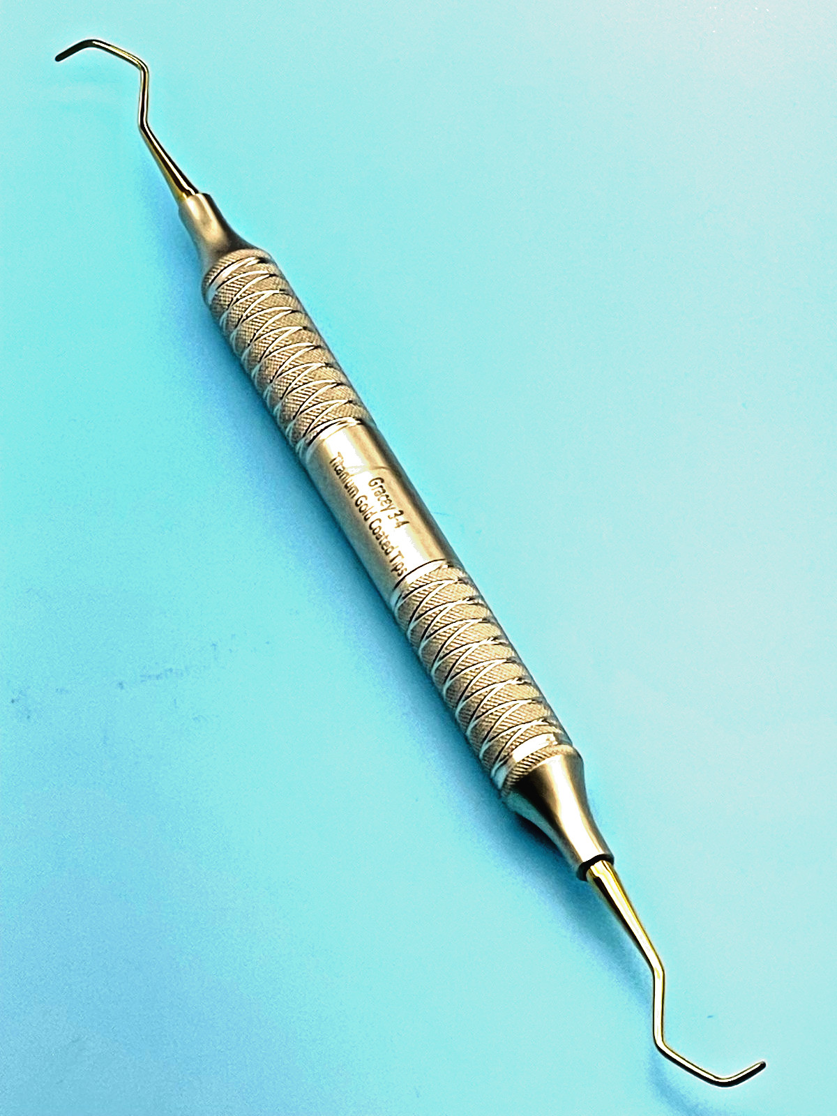 Set of 3 Gracey Dental Curettes GR 3-4, Titanium Gold Coated Tips