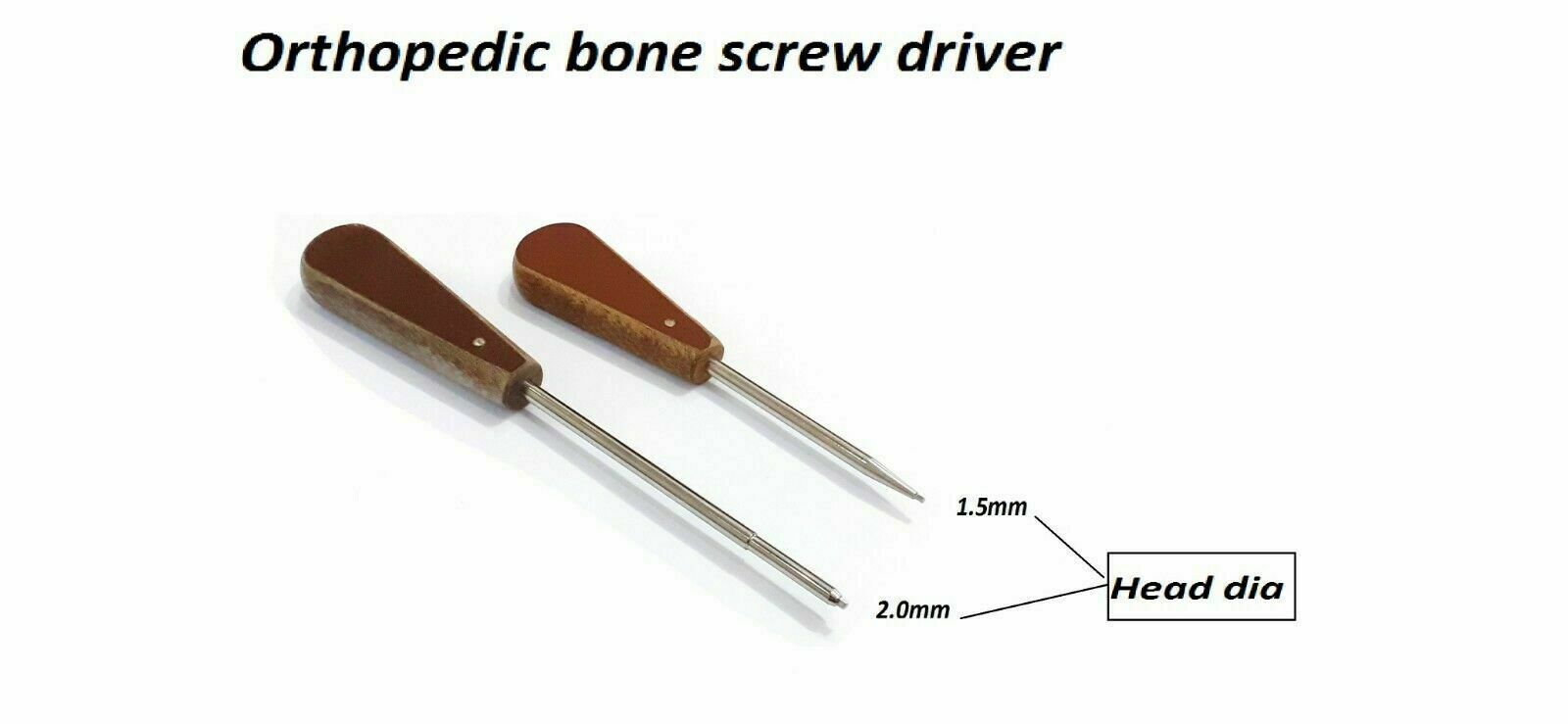 Orthopedic Bone Screw Driver hex Dia 1.5 mm and 2.0 mm combo of 2 pcs