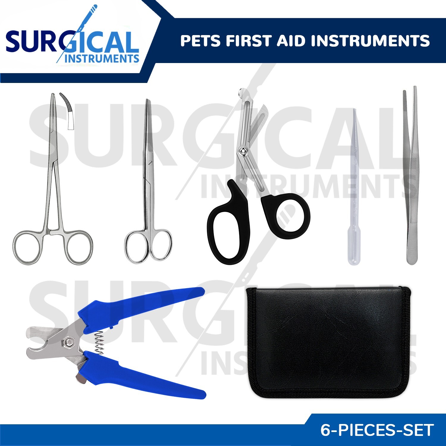 6 Pcs Pets First Aid Instruments Set German Grade Surgical Veterinary Kit