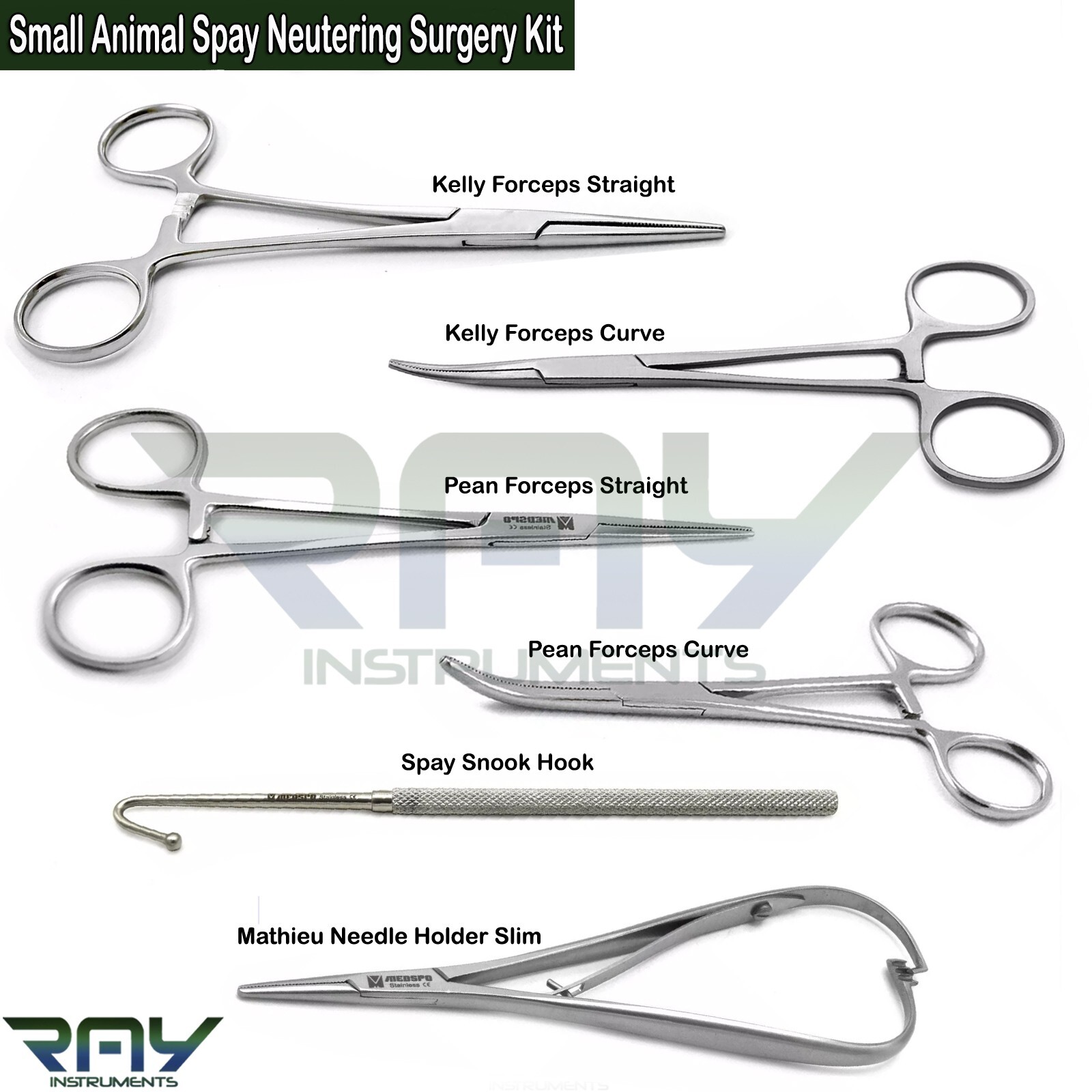 6 Pcs Small Animal Spay Neutering Surgery Kit Veterinary Surgical Instruments