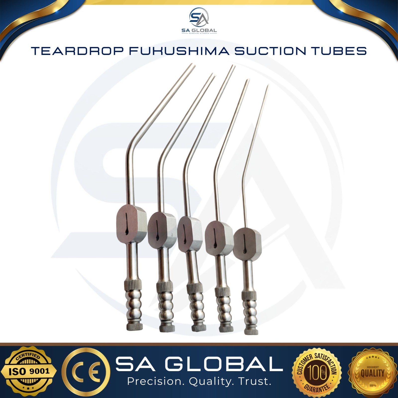 Fukushima Teardrop suction Tubes brain surgery Fr 4,6,8,10,12 5 PCs , 8 inch Set