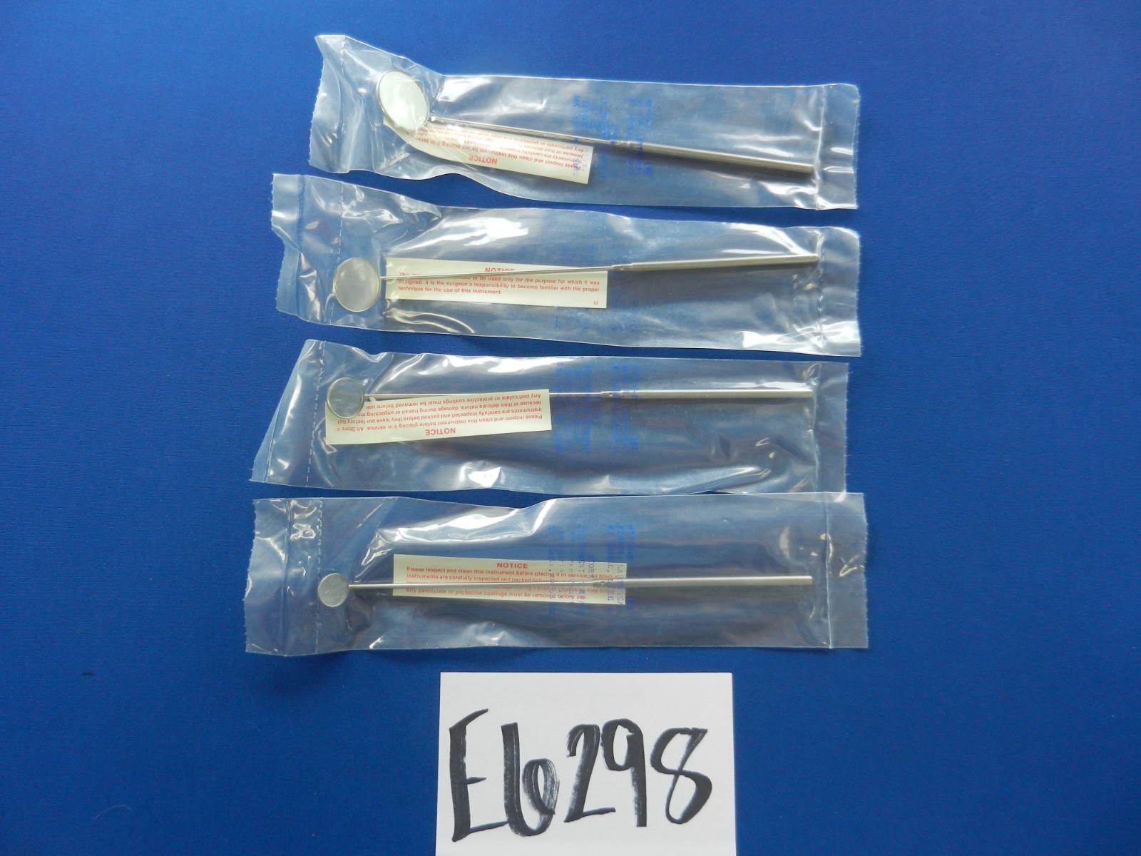 E6298 ***NEW*** Storz N7700 Lot of 4 Laryngeal Mirrors Sizes 0,2,4 & 6