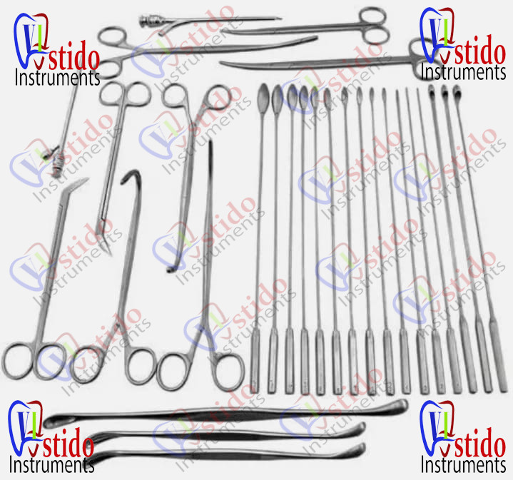 General Surgery Cholecystectomy Surgical Instrument Set of 25 Pieces