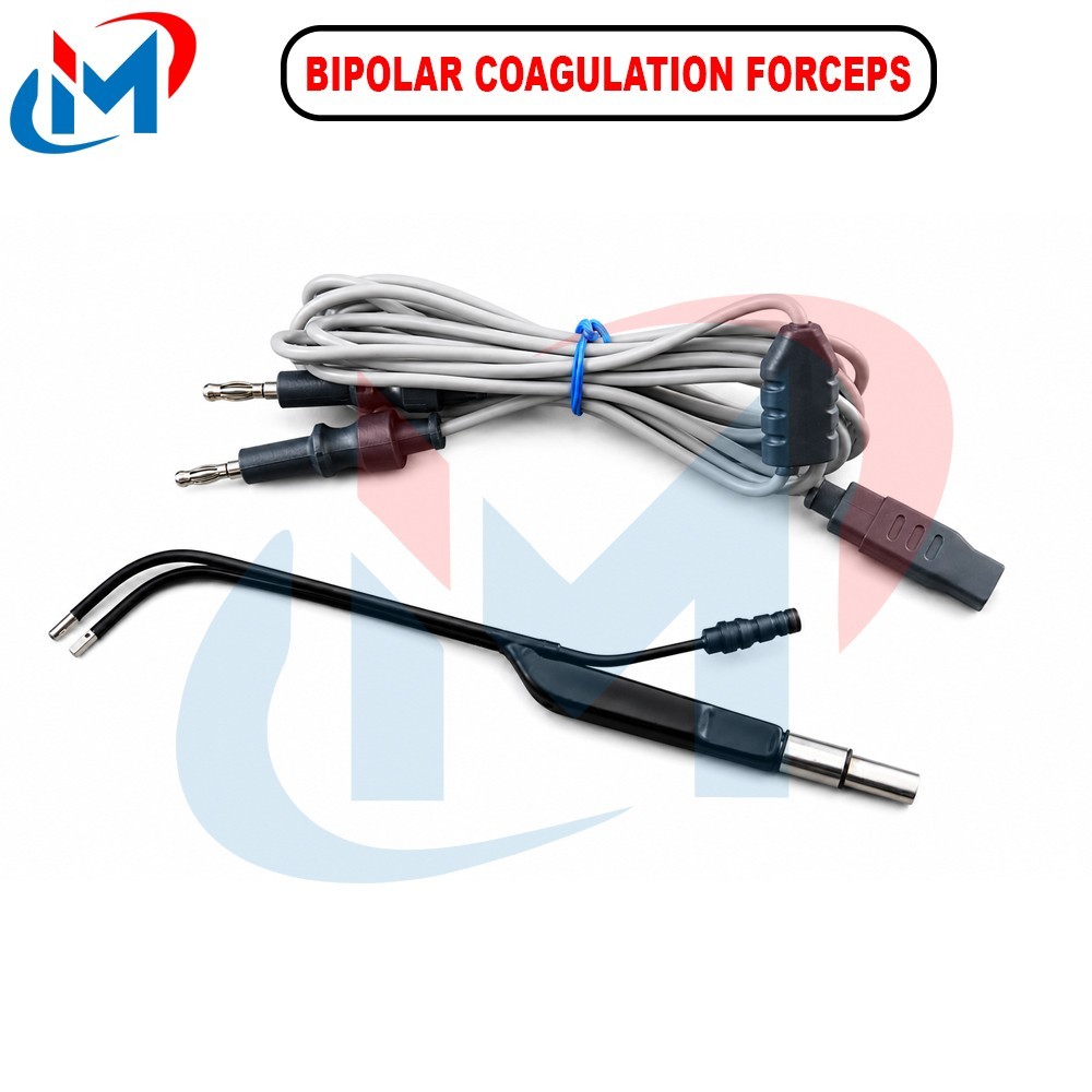 Bipolar Coagulation Forceps 90D 21 cm w/ Reusable Cables For Nasopharynx