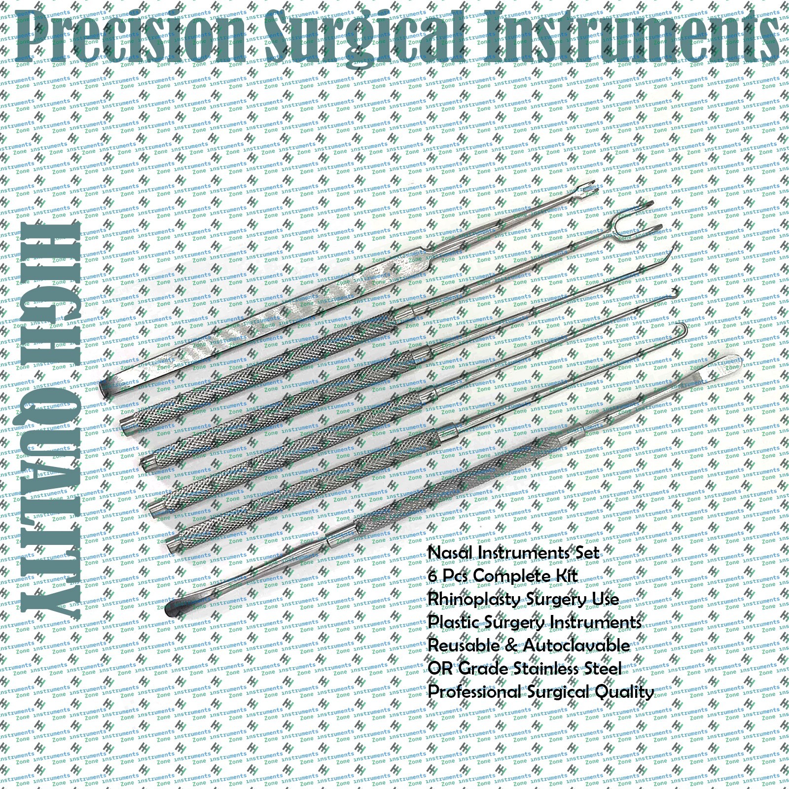 Nasal Rasp , Plastic Surgery Nasal Rhinoplasty Surgical Instruments Set Of 6