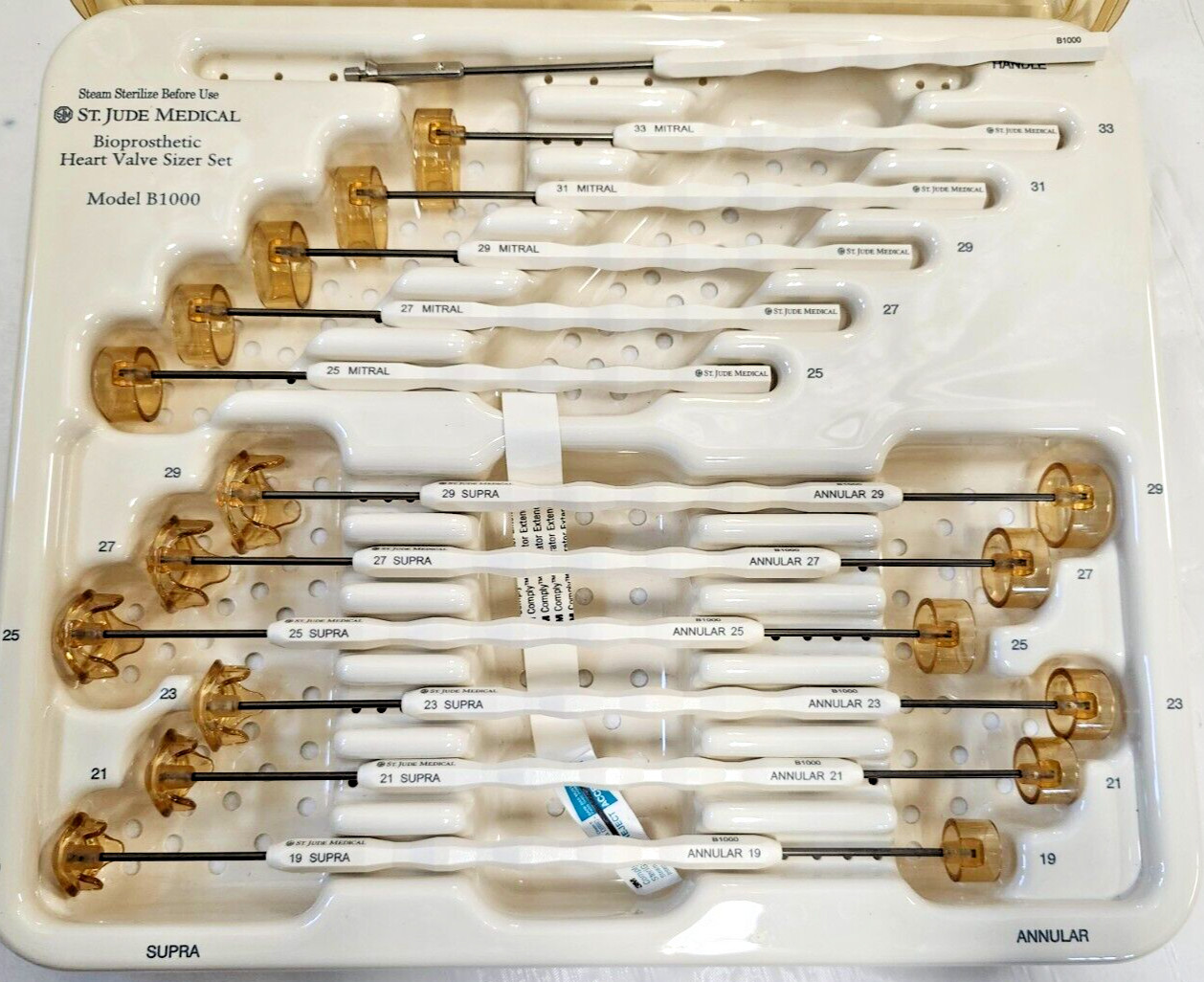 St. Jude Medical B1000 Bioprosthetic Heart Valve Set Sizer w/ Tray