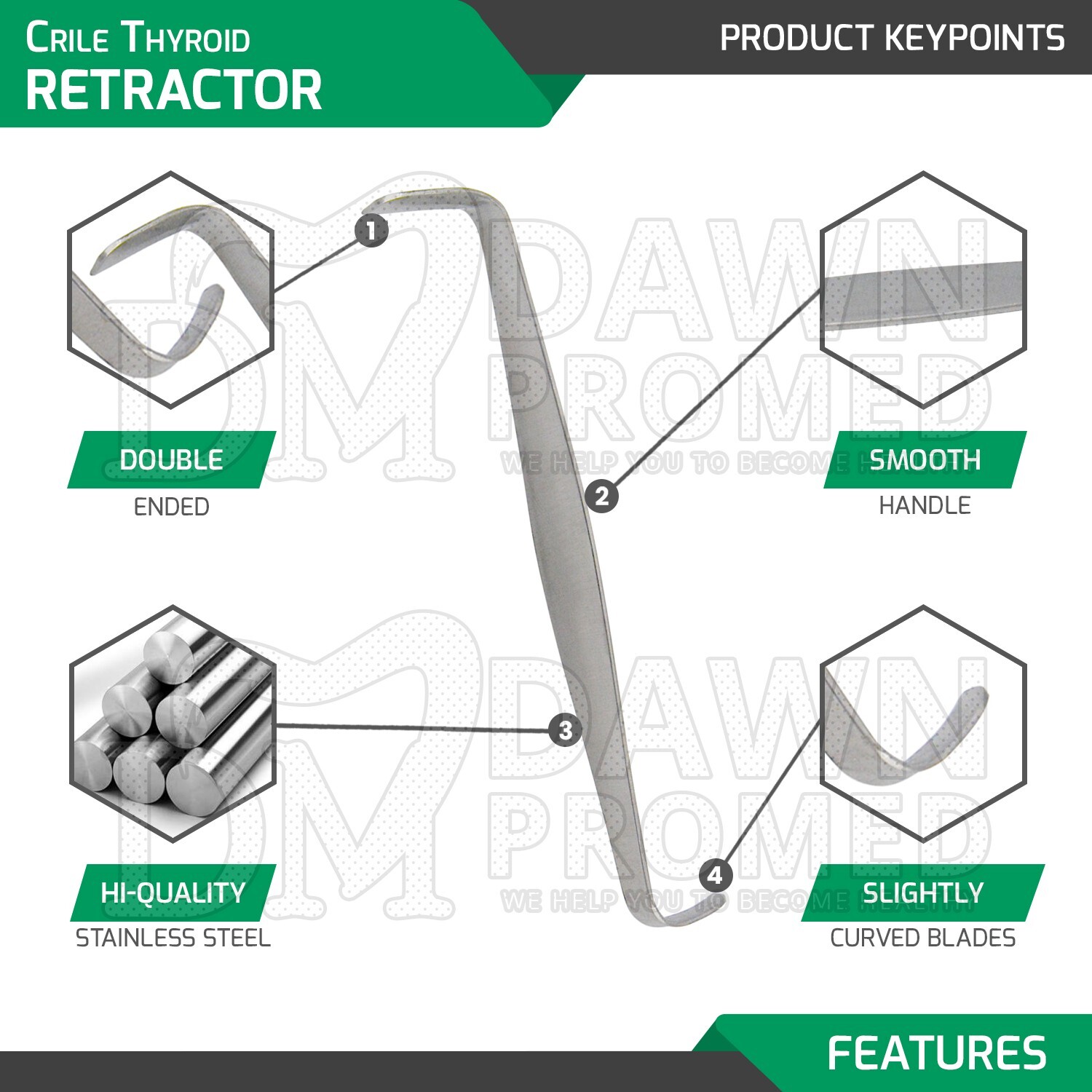 Crile Thyroid Retractor 4.5″ Medical Surgical Orthopedic Instrument German Grade