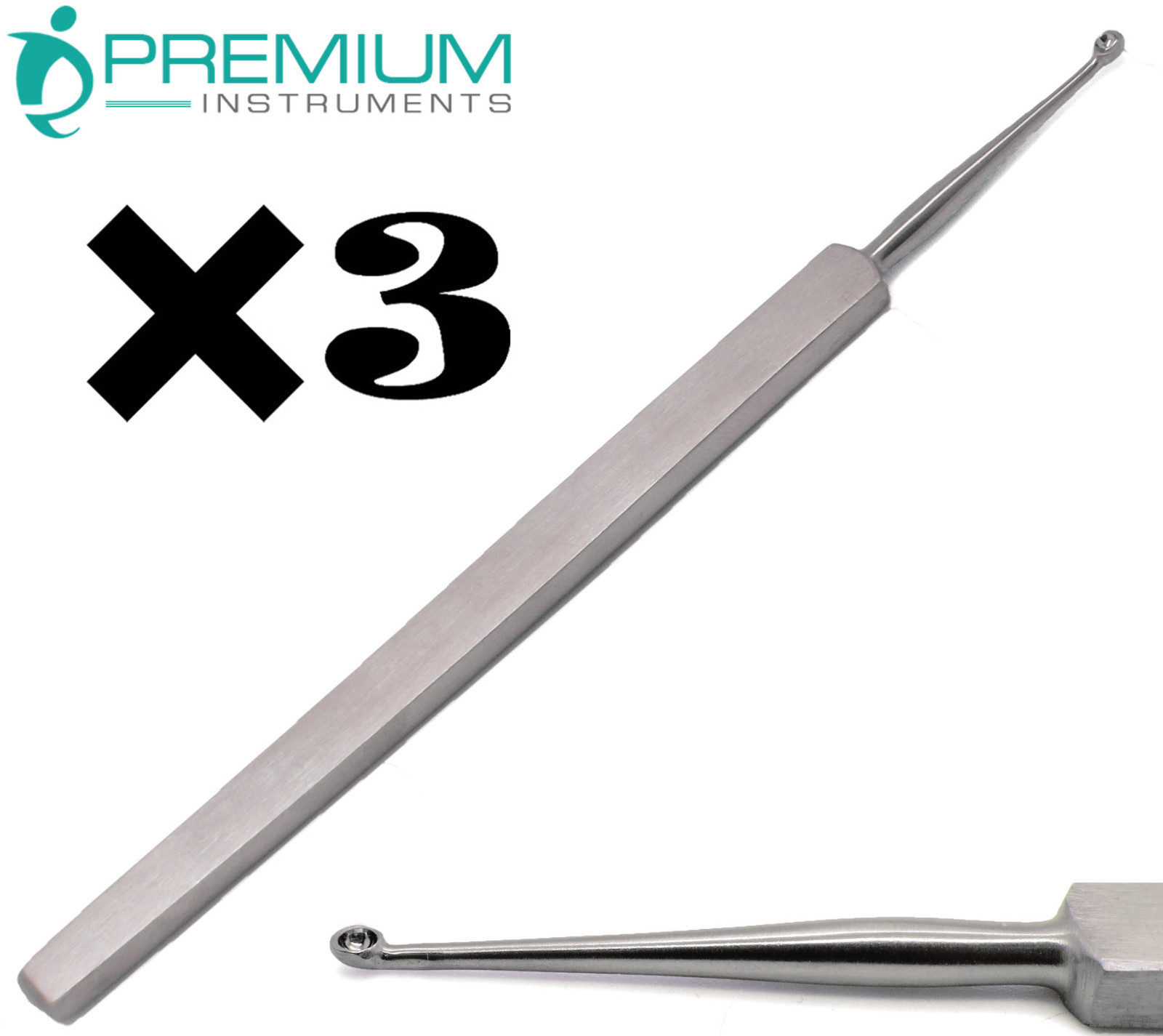 3 Pcs ENT Meyhoefer Chalazion Ear Curettes # 2 Cupped 2mm Surgical Tools