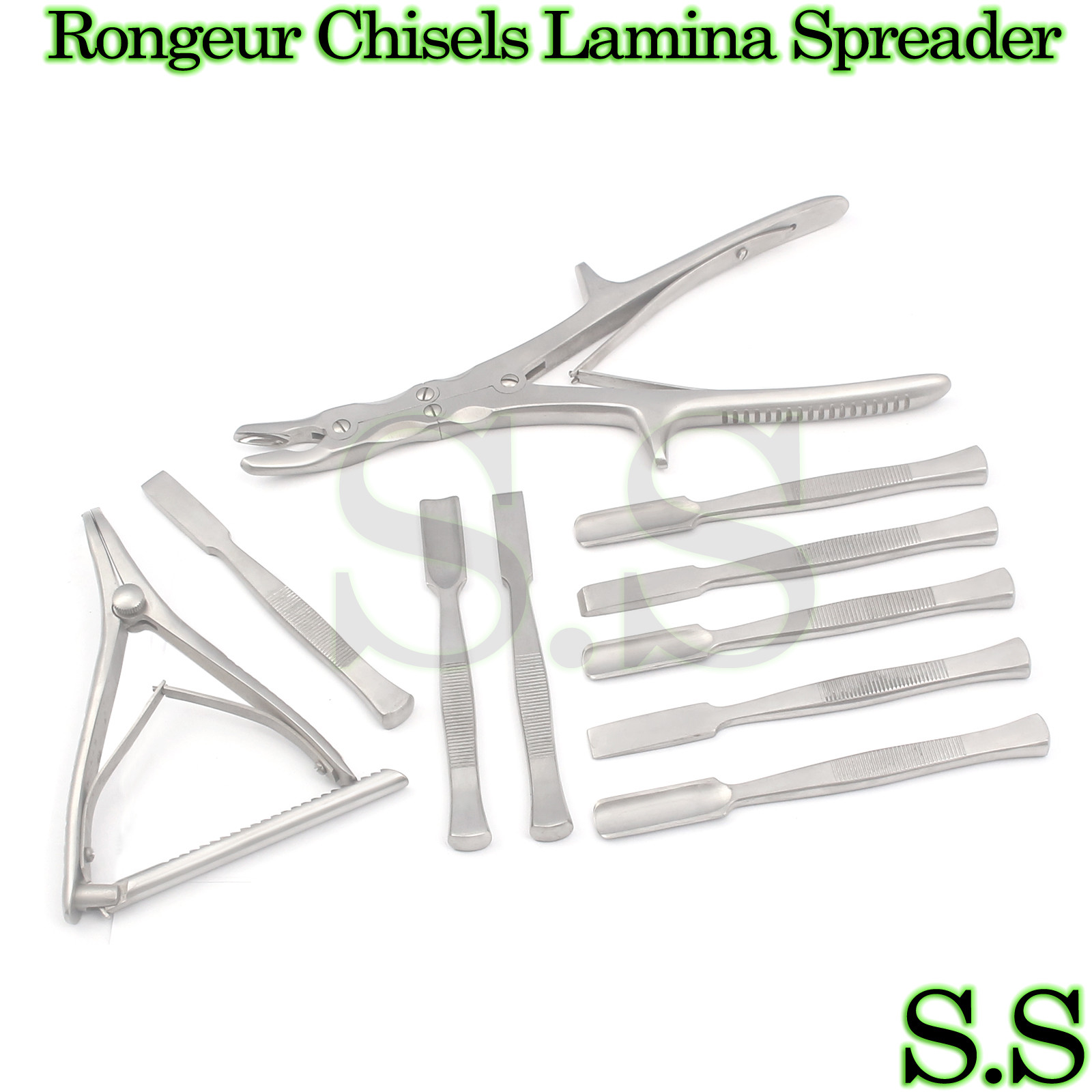Lot Of Bone Rongeur , Osteotome Chisels & Inge Lamina Spreader Orthopedic Set