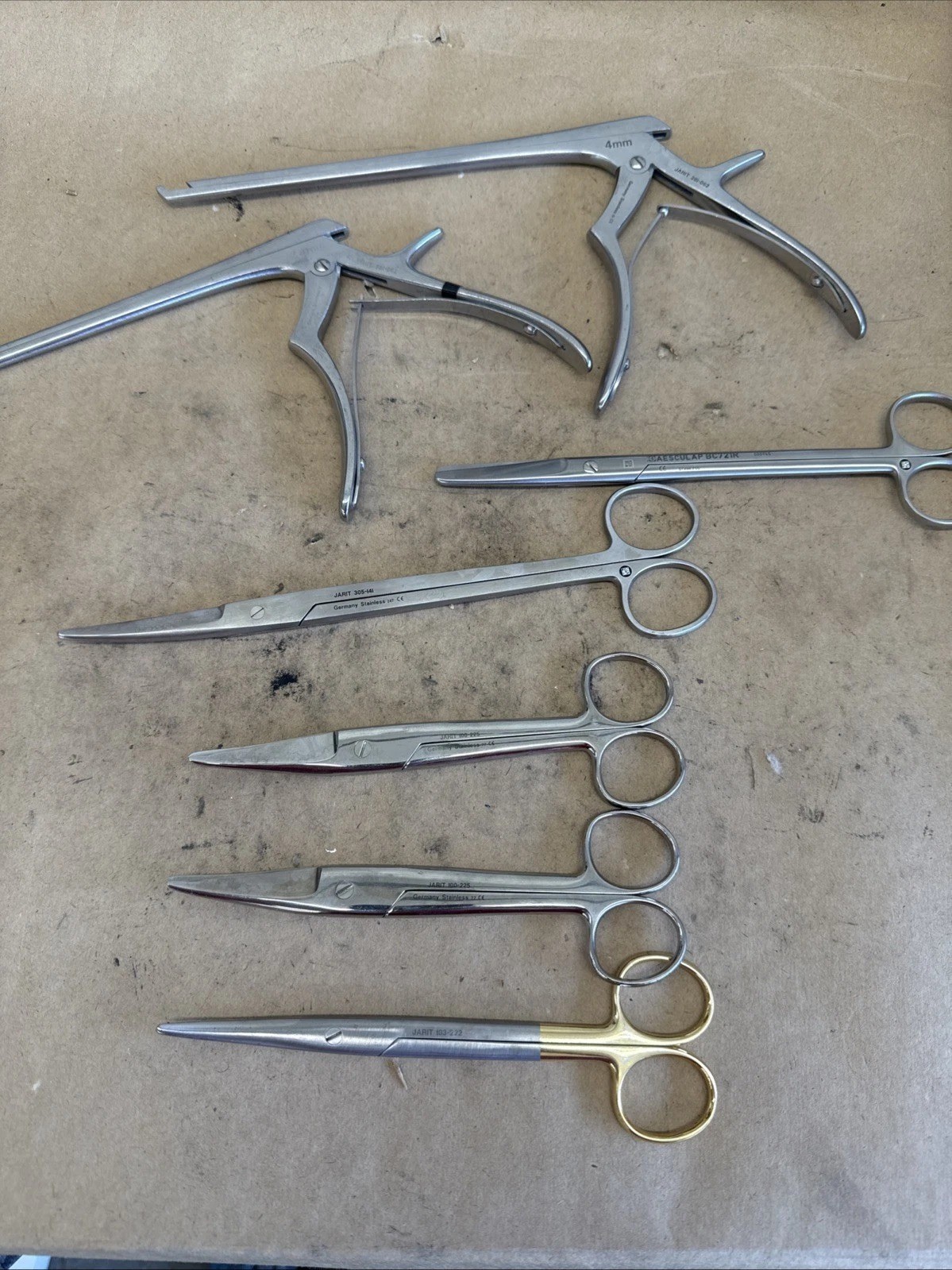 Lot of 7 Surgical Instruments Aesculap JARIT Kerrison Rongeurs Scissors Used