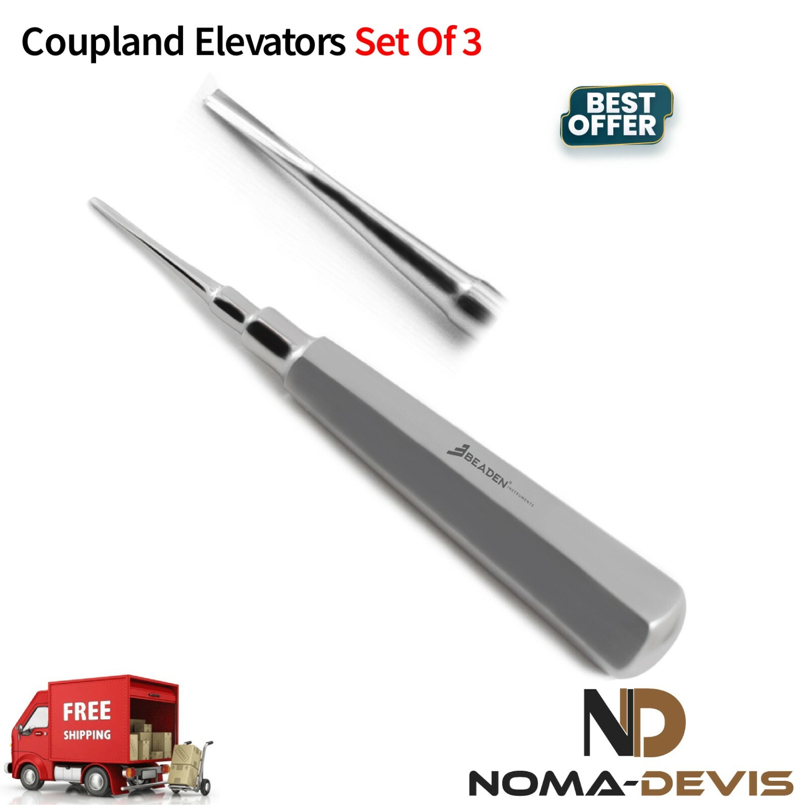 Surgical Coupland Root Elevators Vets Oral Surgery Tooth Extraction Set of 3