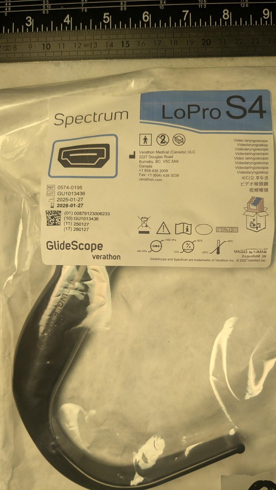 Spectrum LoPro S4 Verathon GlideScope 0574-0195