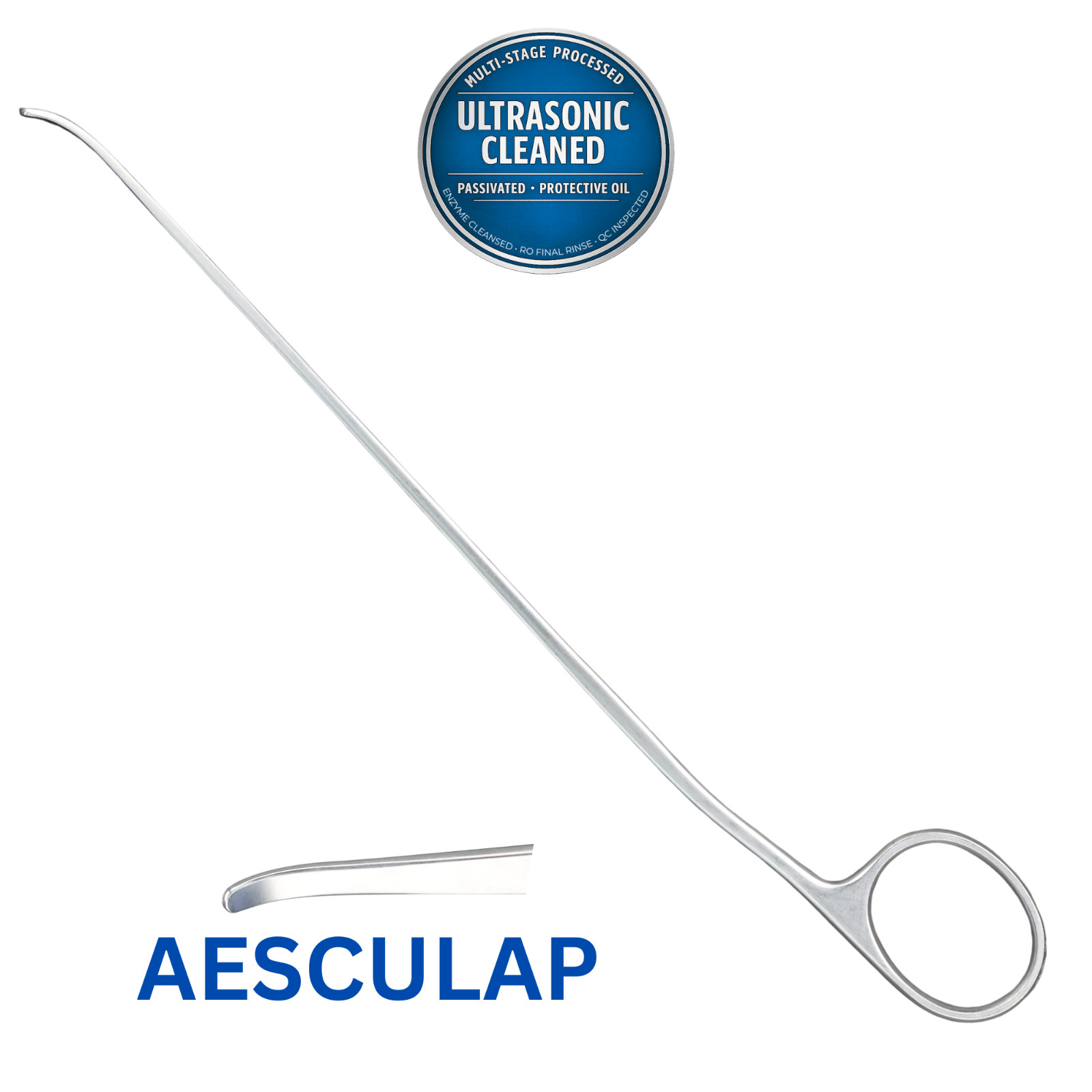 AESCULAP FK135R Lane-Trethowan Bone Lever, Blunt, 4.5mm Wide Jaw, Curved, 8-5/8″