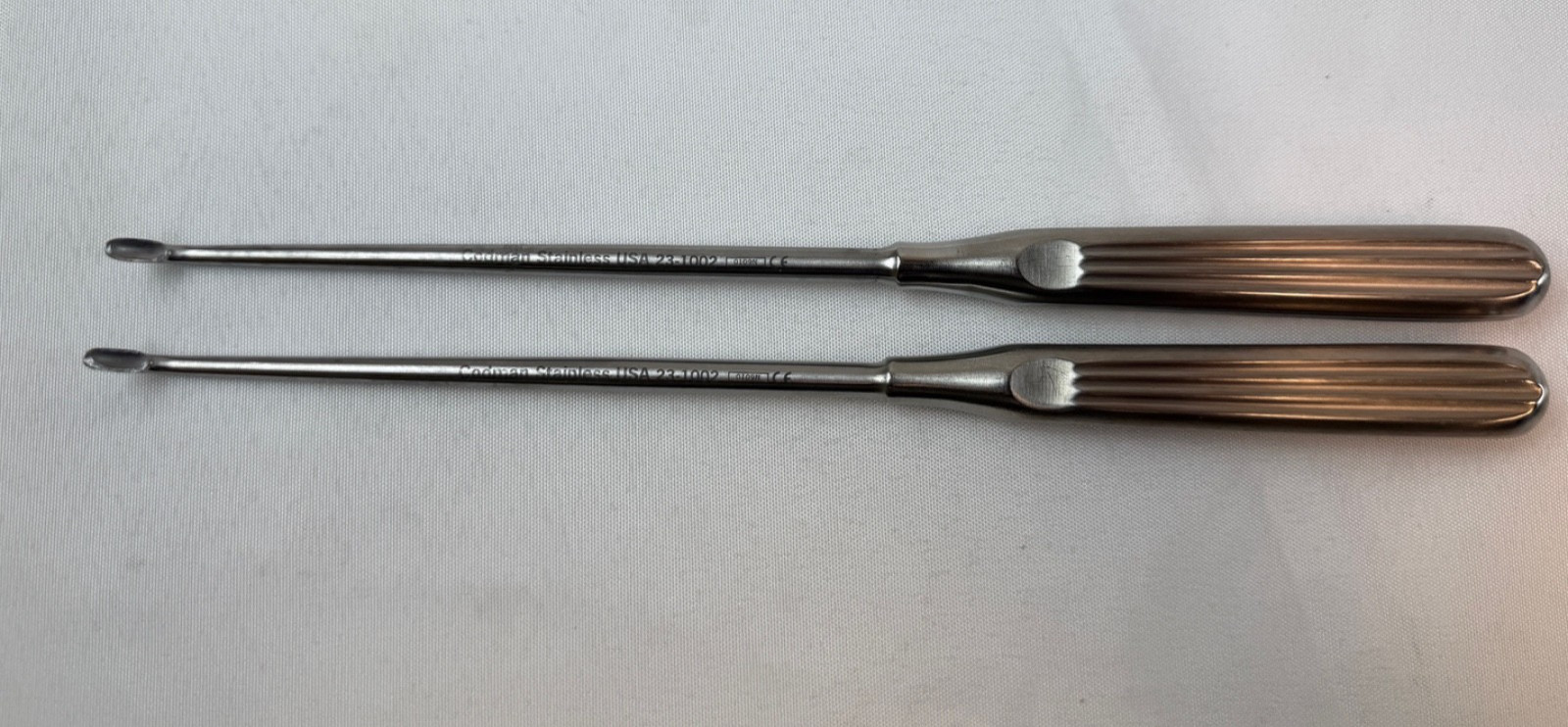 Pair of Codman 23-1002 Scoville Ruptured Disc Curettes Angular 4mm x 10mm Cups