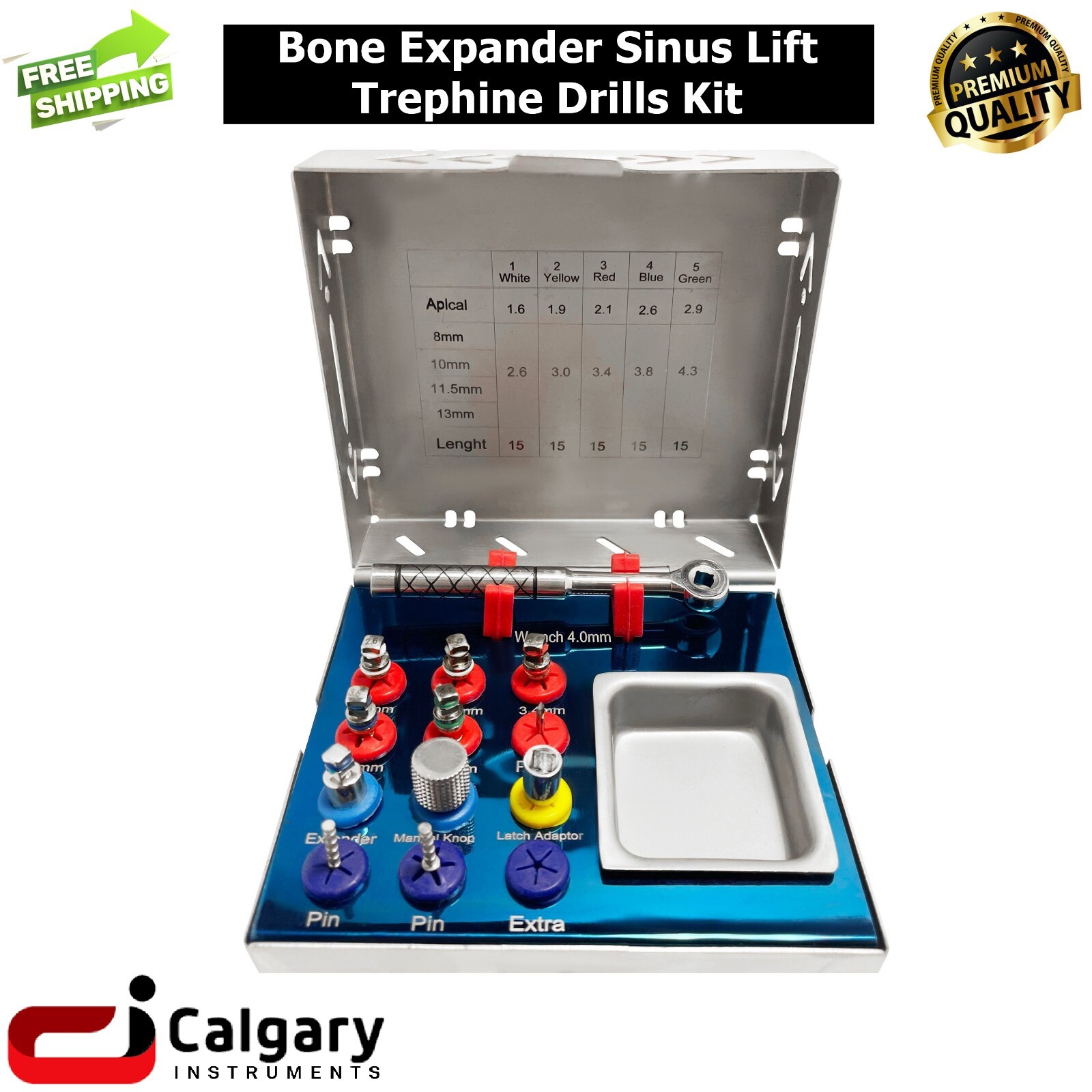 Dental Implant Bone Expander Sinus Lift Trephine Drills Kit Gold Color Tools
