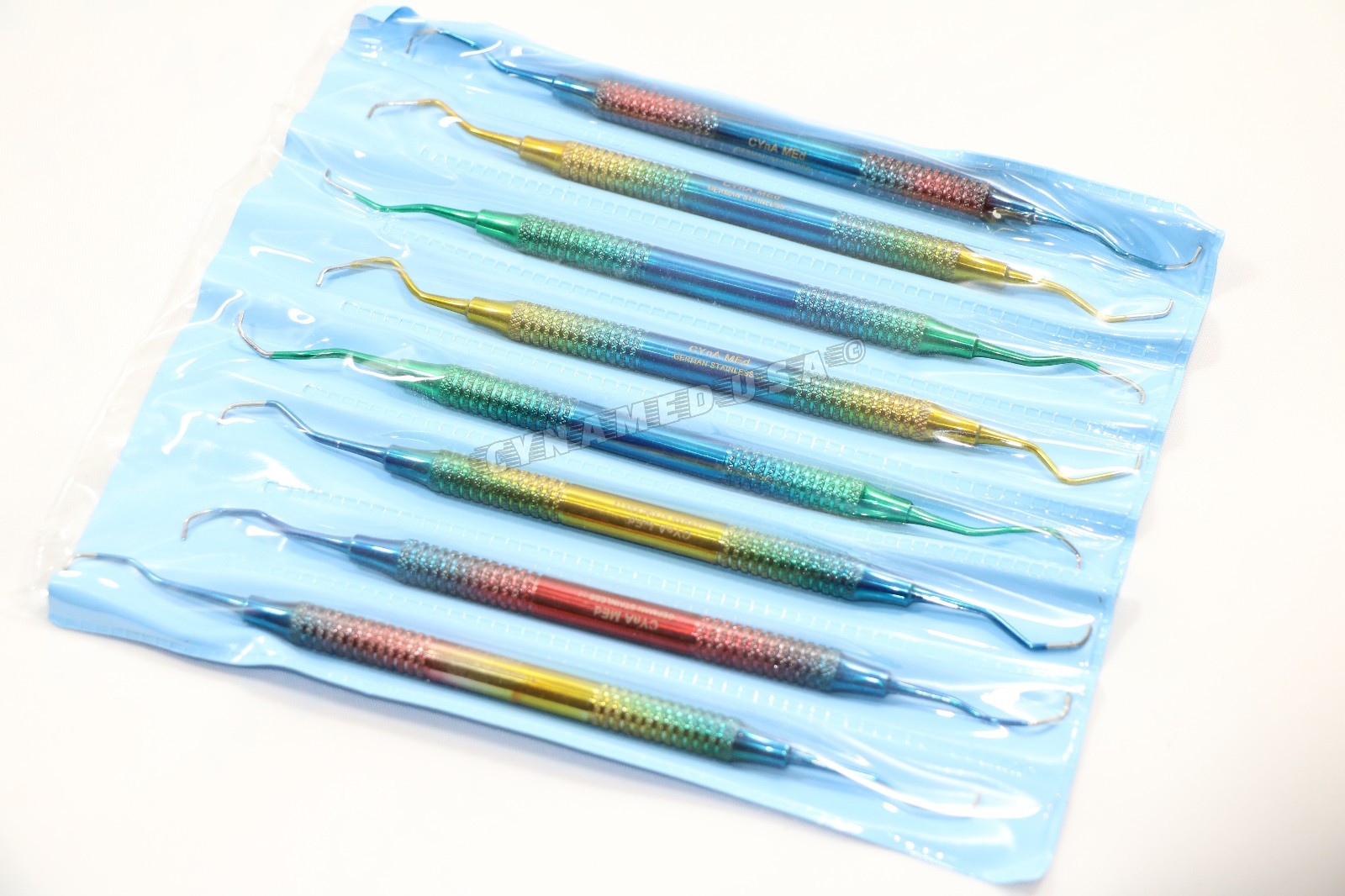 German 8 Pcs PERIODONTAL HOLLOW GRACEY CURETTE SET MEDICAL SURGICAL INSTRUMENTS