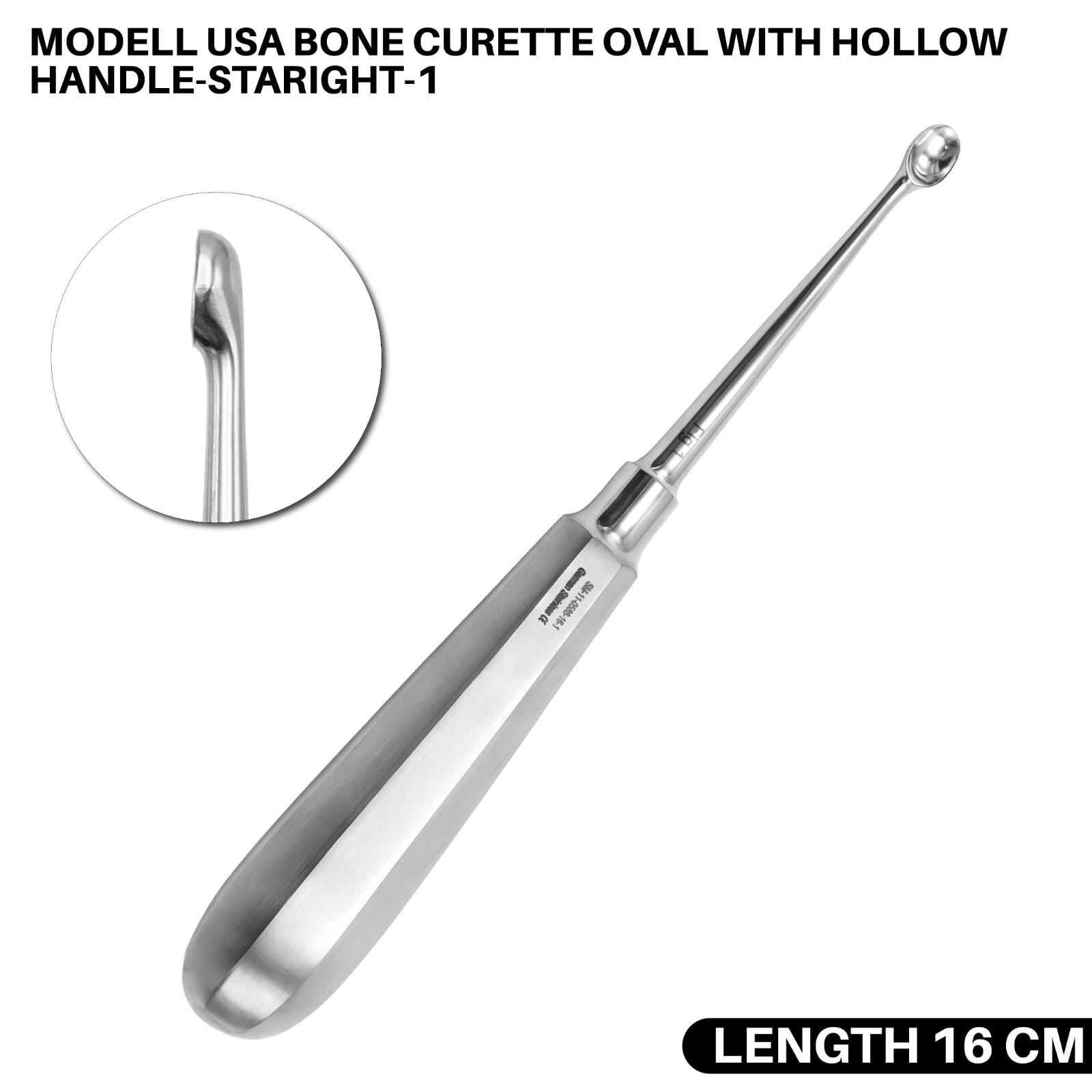 Model USA Bone Curette 16 cm Oval with hollow handle Surgical Instument German