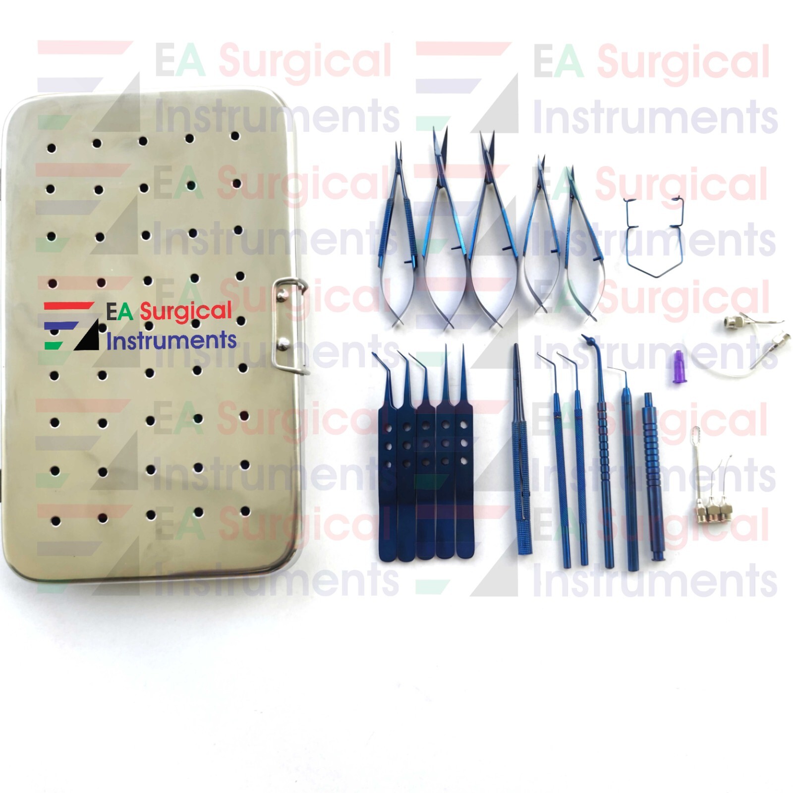 Cataract Surgery Phaco Eye Instruments Set of 21 Pcs Titanium Coated with Box