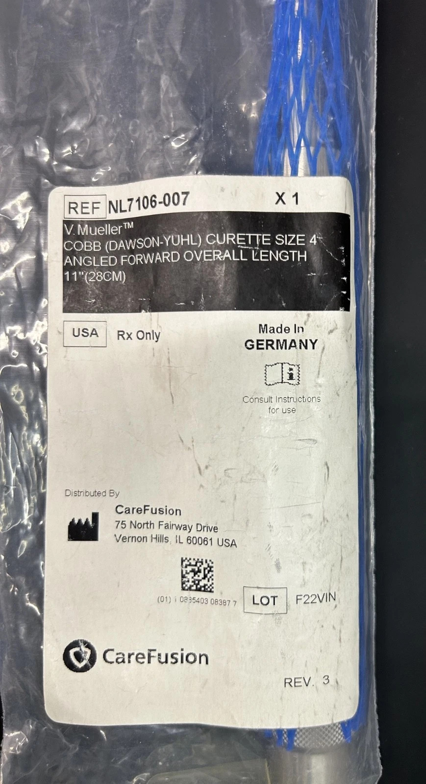 V.Mueller COBB CURETTE ANG 11″ 4, NL7106-007