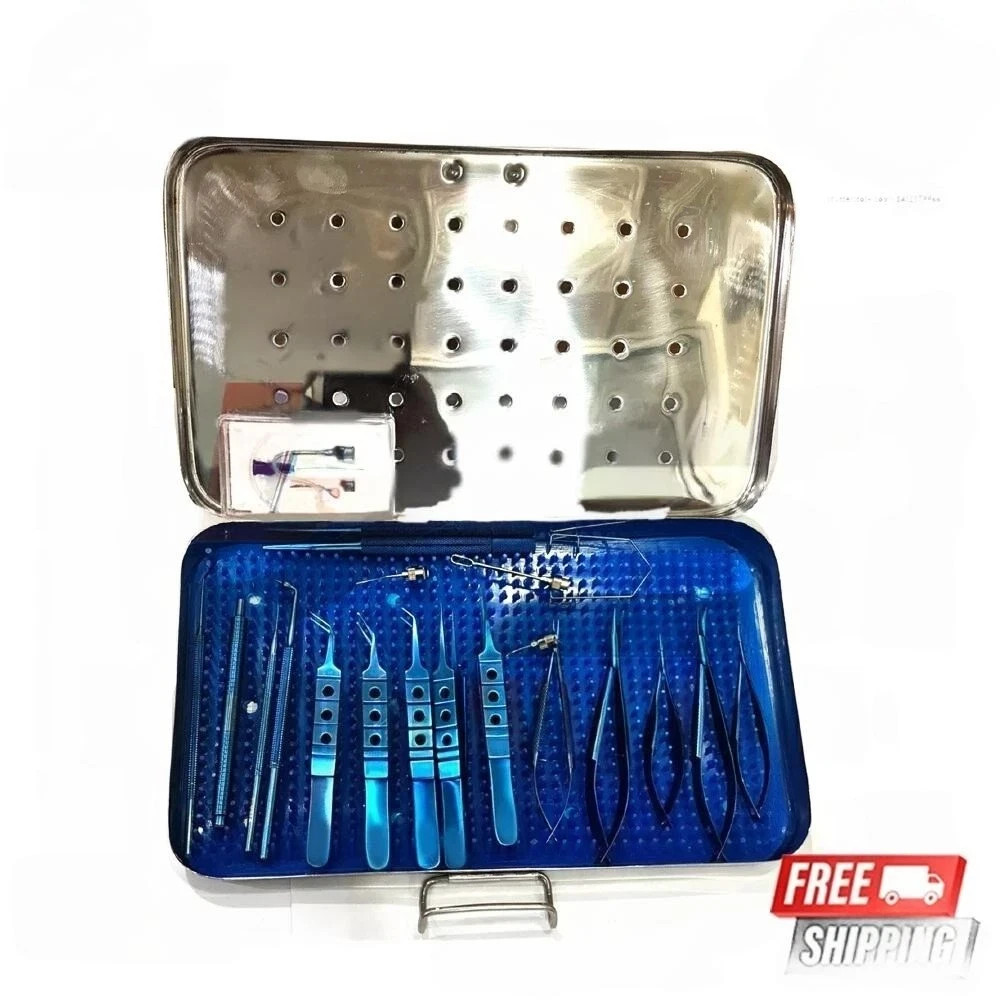 21 PCS Titanium Eye Cataract Ophthalmic Surgical Instruments Set With Box