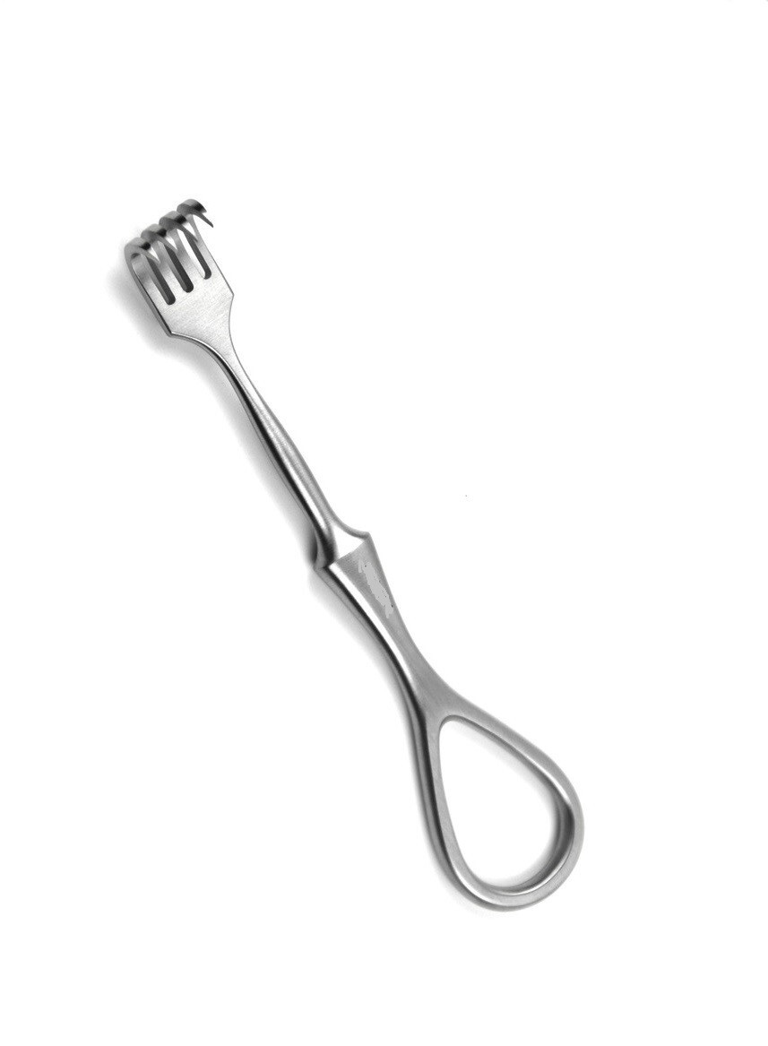 VOLKMAN Retractor, 14 mm wide Sharp 4-Prongs, 1 mm Prong Separation