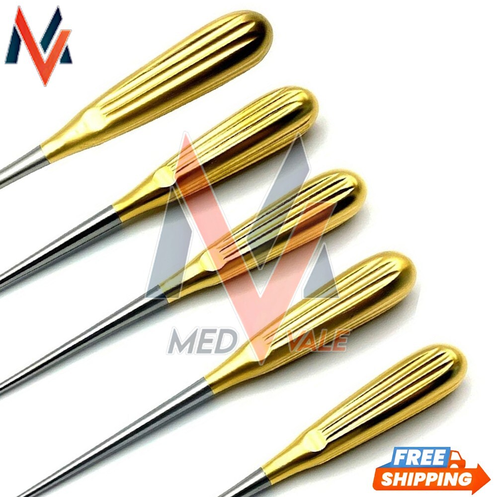Cervical Bone Curette Set Of 5 Pcs Orthopedic Curettes with Golden handle A+