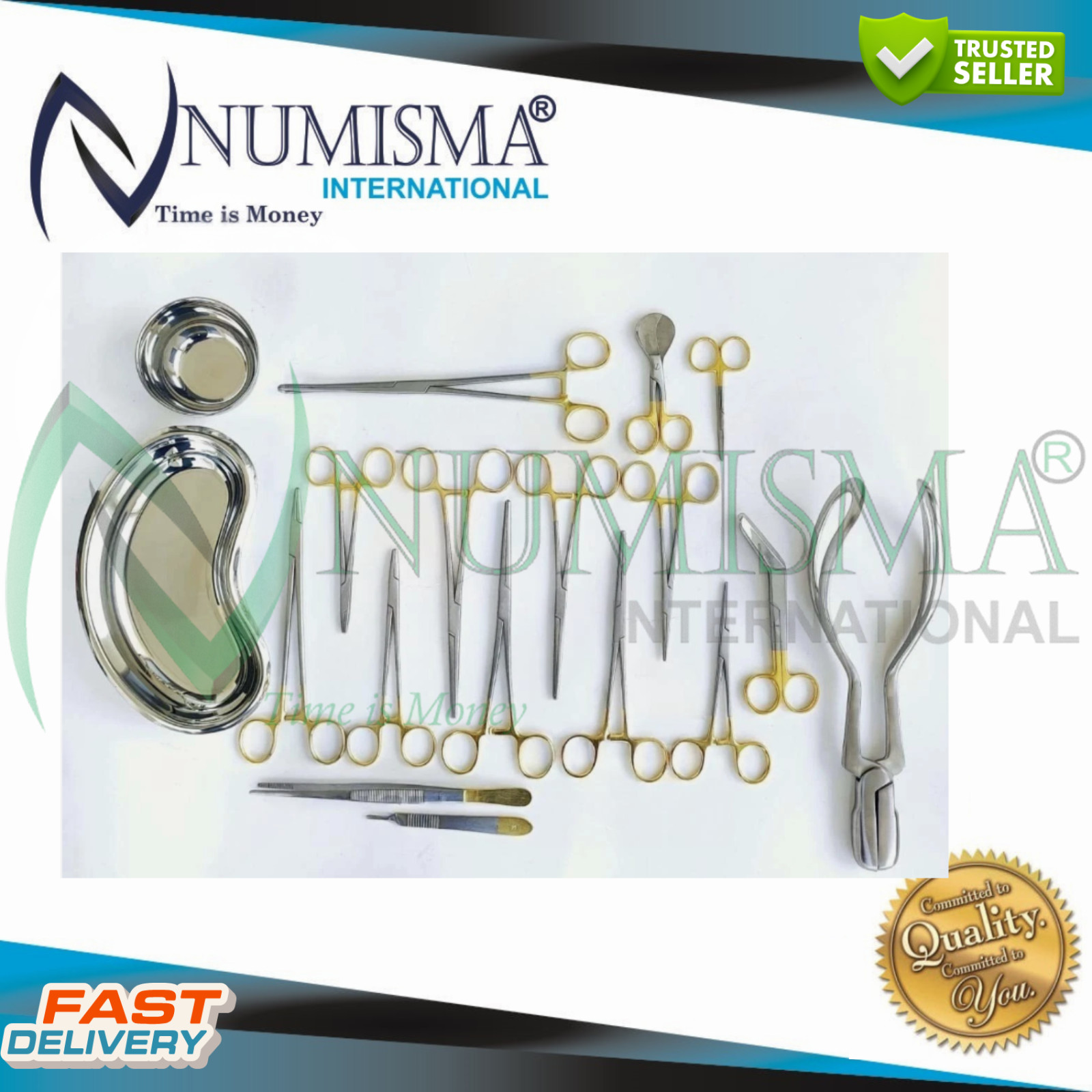 Basic Delivery Set 16 Pcs Gynecology Surgical Instrument Kit German-Grade