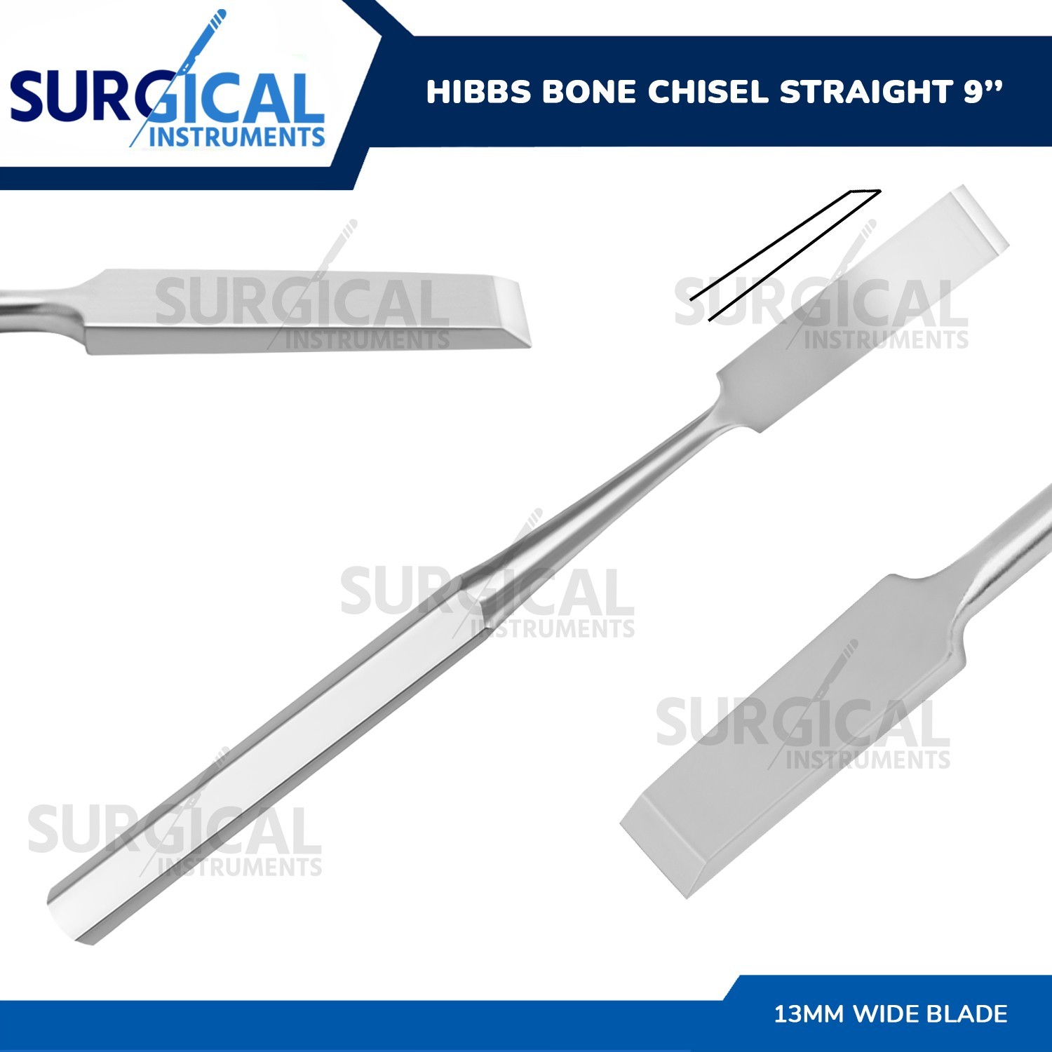HIBBS Chisel 9″ with 1/2″ (1.3cm) Straight Blade Orthopedic Instrument German G