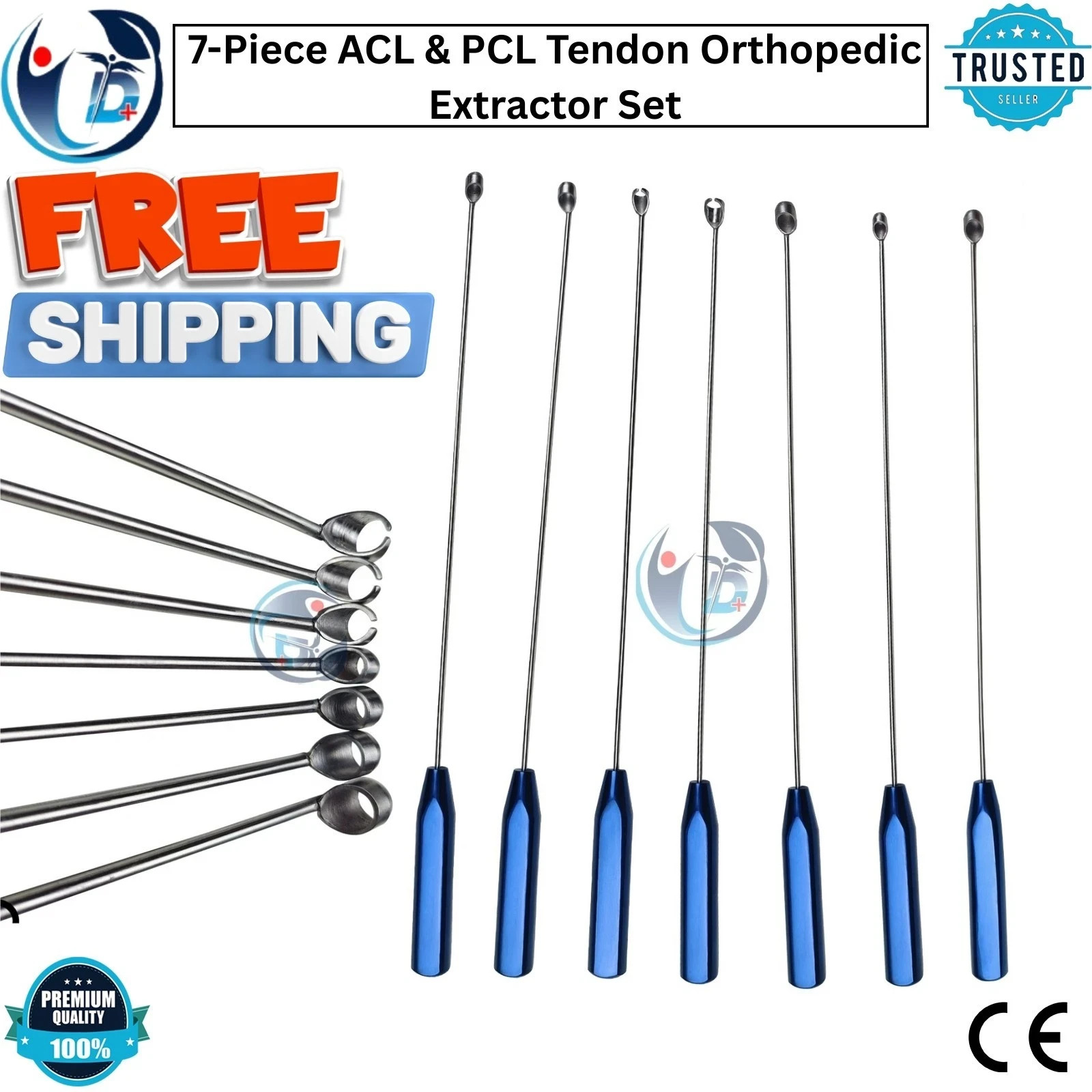 ACL PCL Tendon Orthopedic Extractor Surgical Instrument Arthroscopy 7pcs set