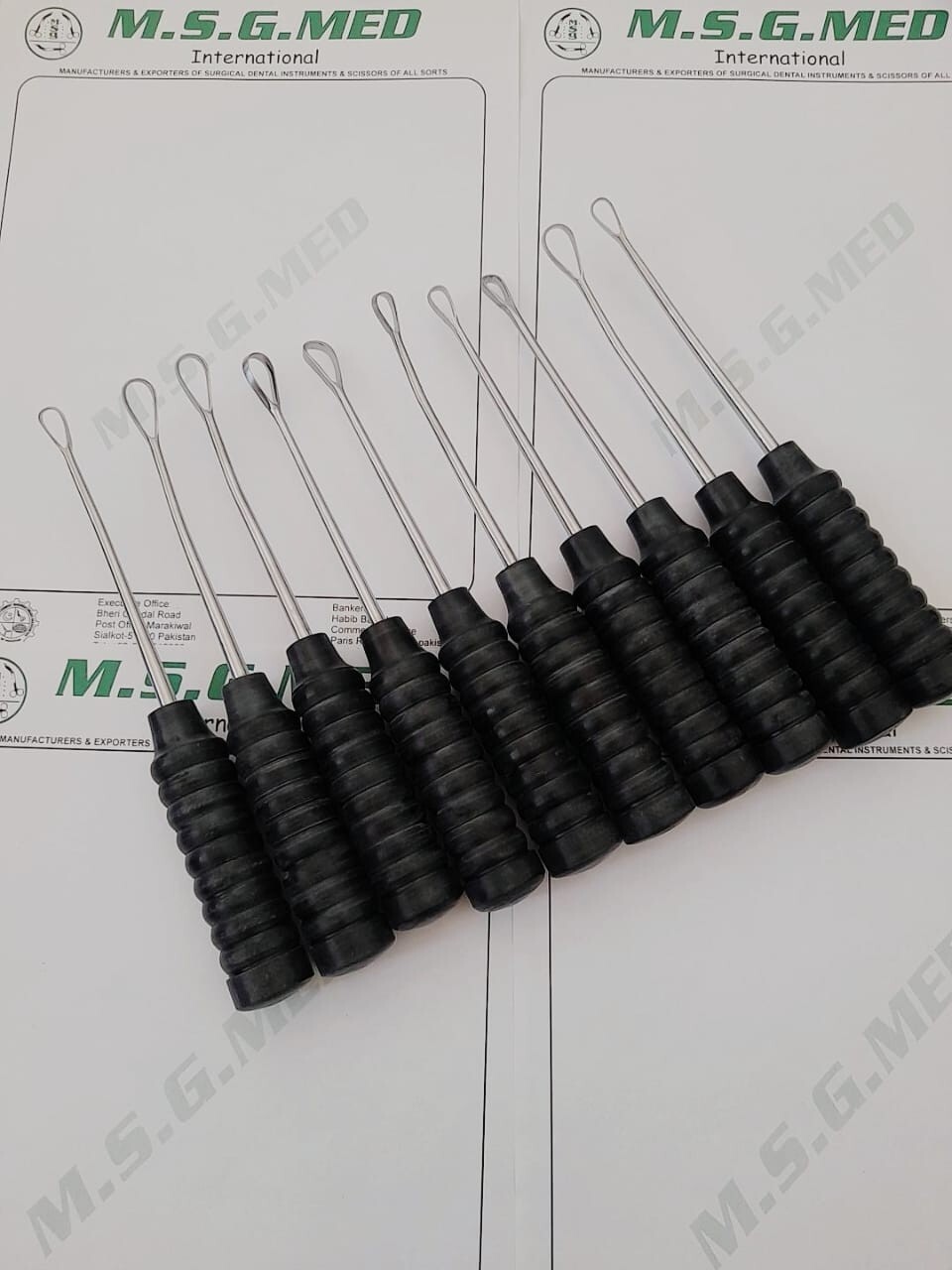 Orthopedic Zielke Spinal Curette 21cm,8mm Straight/Angled Neuro Curette 4PCS Set