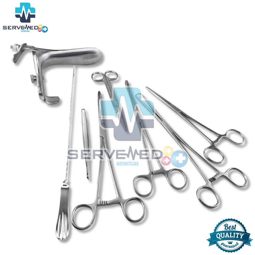 IUD Set Grave Tennculm Sponge Sim Uterian Sound Bozeman Pean Tissue Forceps