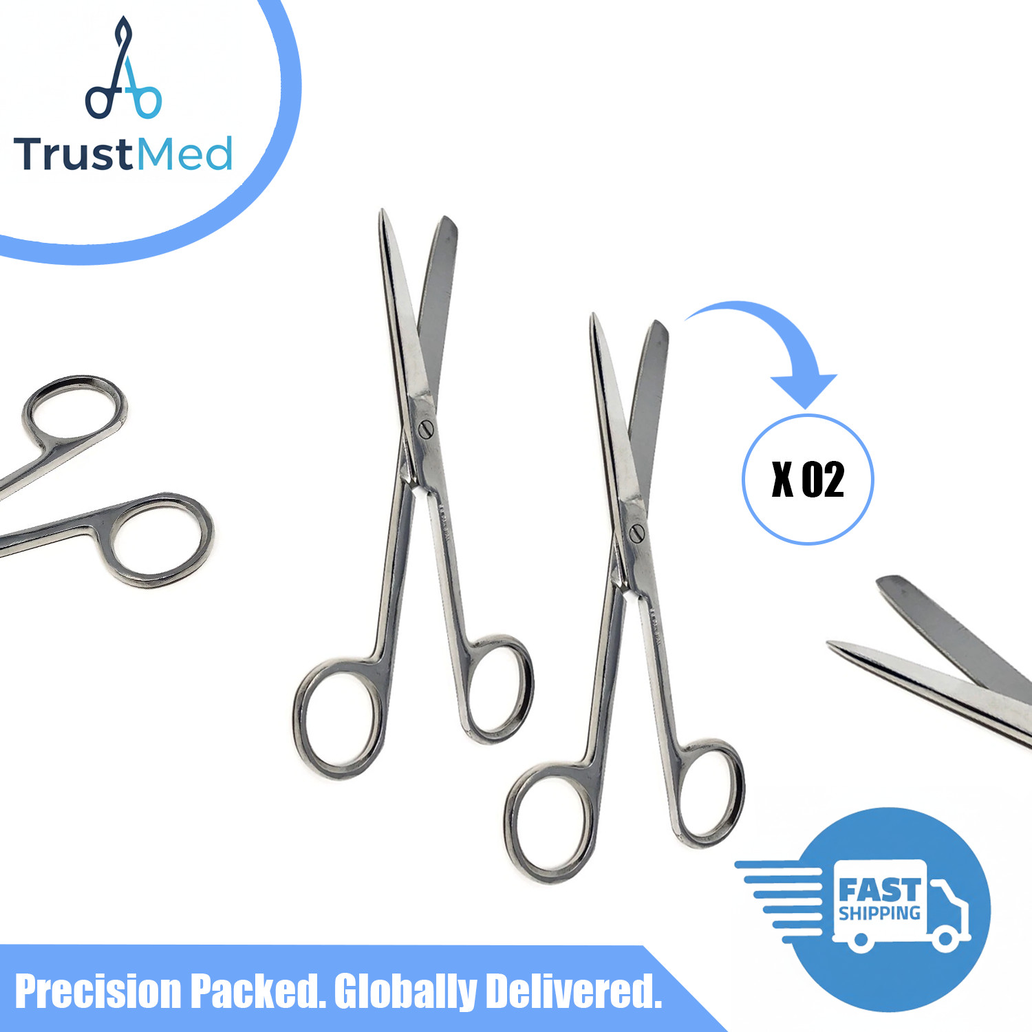 2 PCS Surgical Medical Operating Scissors 5.5″ Straight Sharp/Blunt Lab Scissors