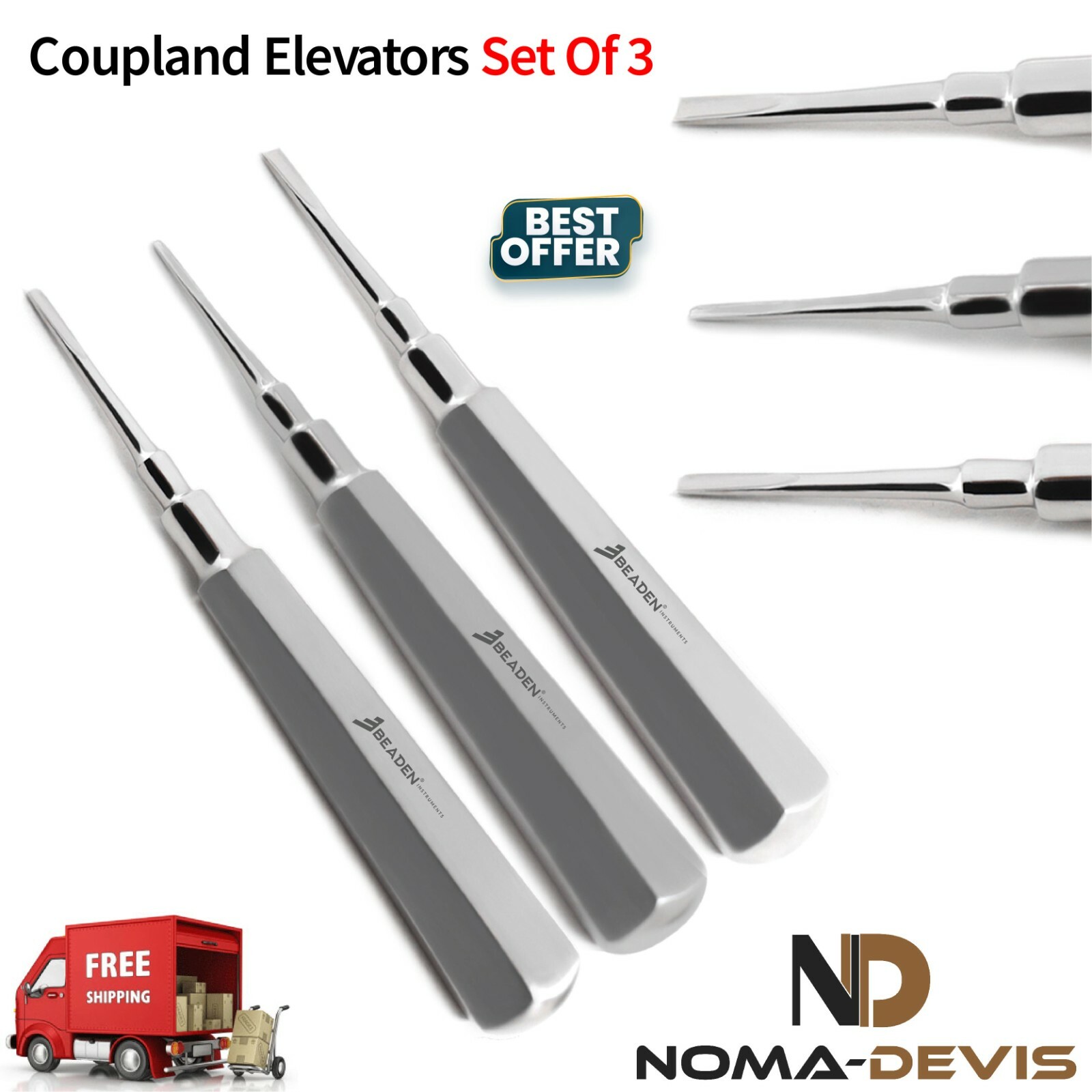 Surgical Coupland Root Elevators Vets Oral Surgery Tooth Extraction Set of 3