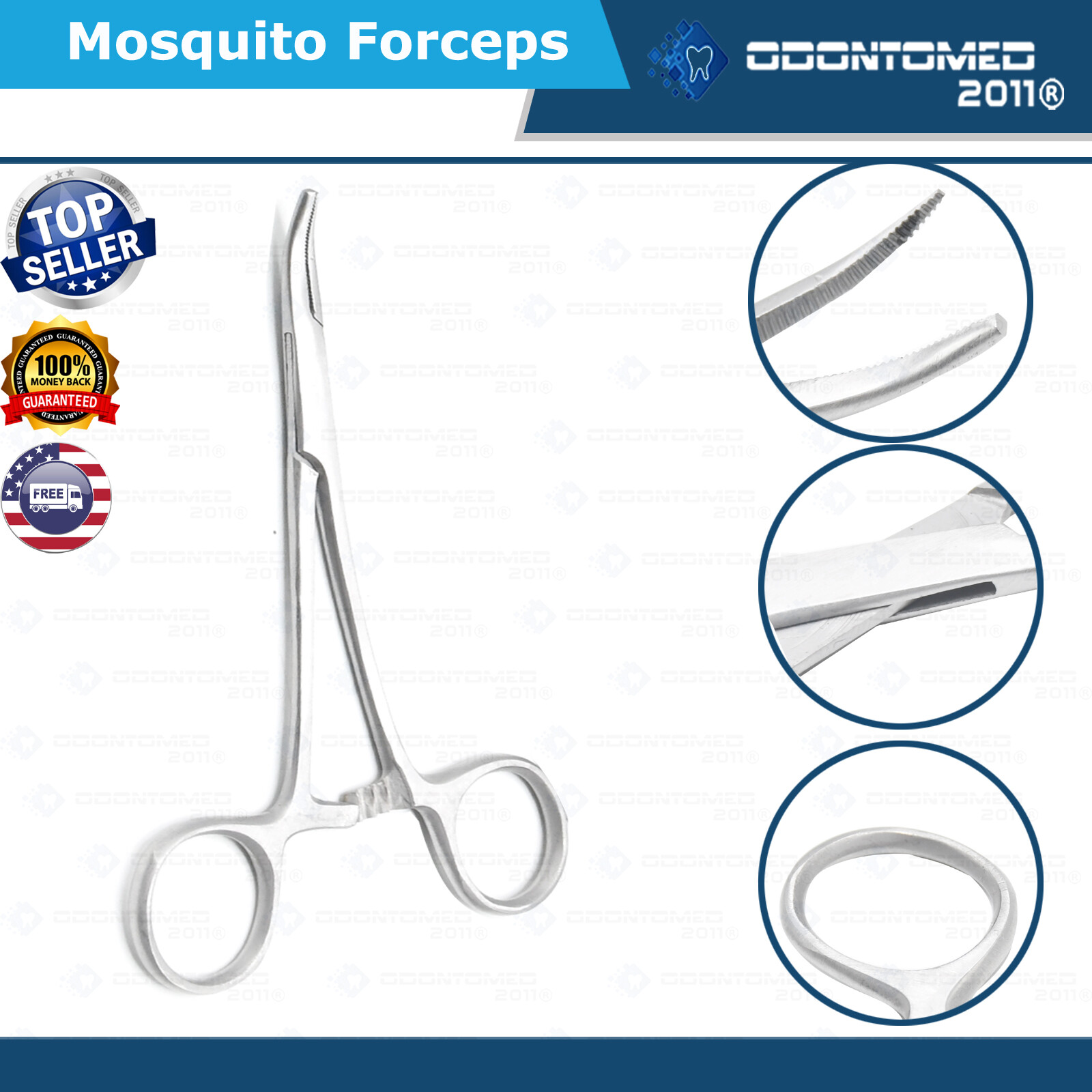 ODM 5 Halted Mosquito Forceps 3.5″ Curved Veterinary Instrument