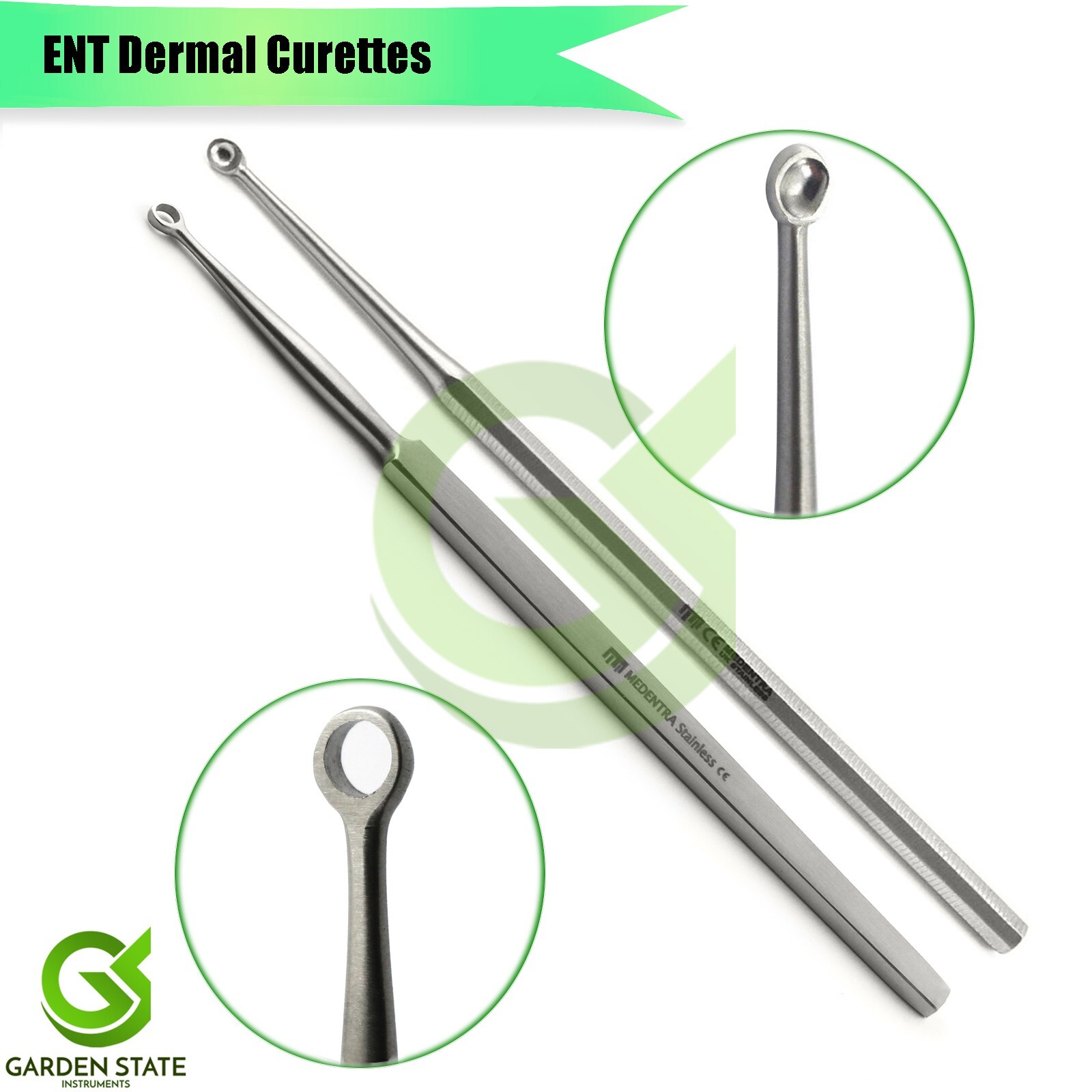 Fox Dermal Verruca Curette 2Pcs Dermatology ENT Cleaning Planter Warts Removal