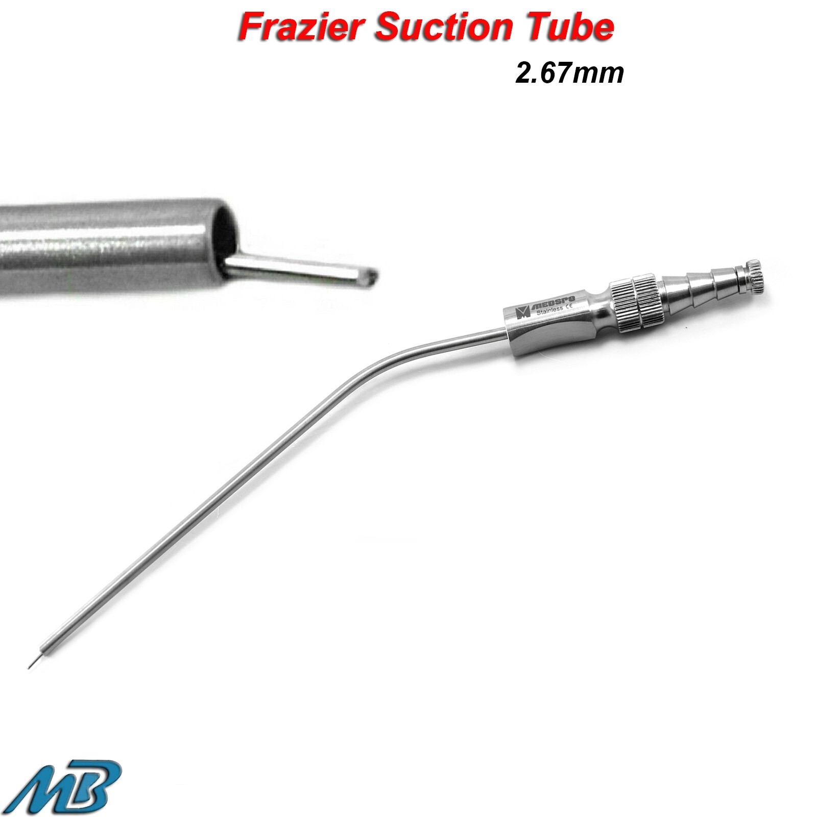 Dental Frazier Suction Tube 2.67mm ENT Nasal Cavity Cleaning Surgical Instrument