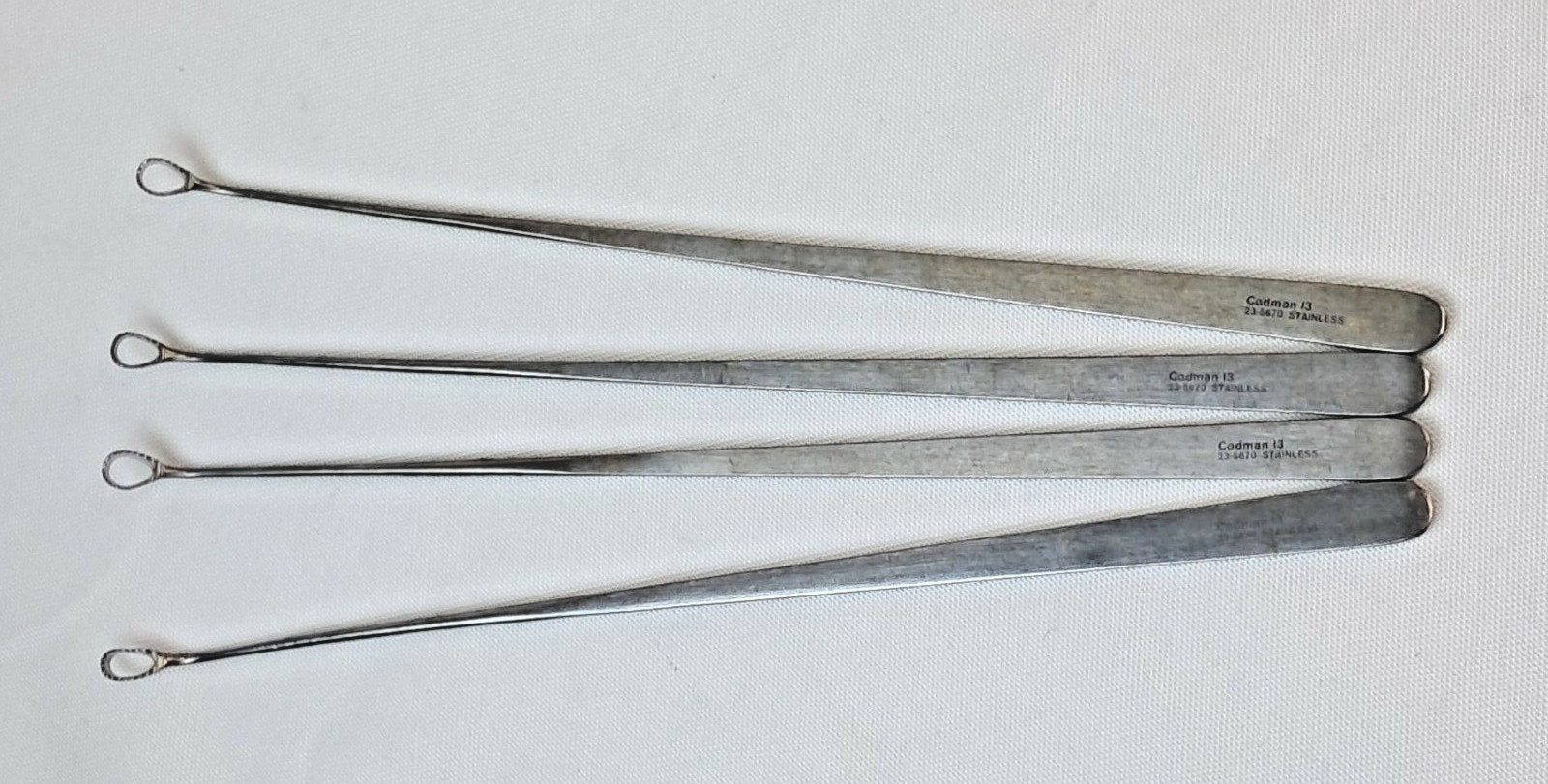 Lot of 4 Codman 23-5670 Heaney Uterine Biopsy Curette 11.5″ Oval Loop Serrated