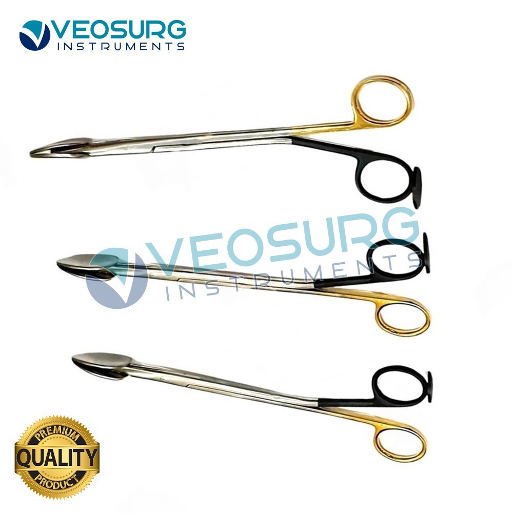 Trepsat Facial Flap Dissector Scissors Set of 3 Pcs Black Gold TC + Serrated