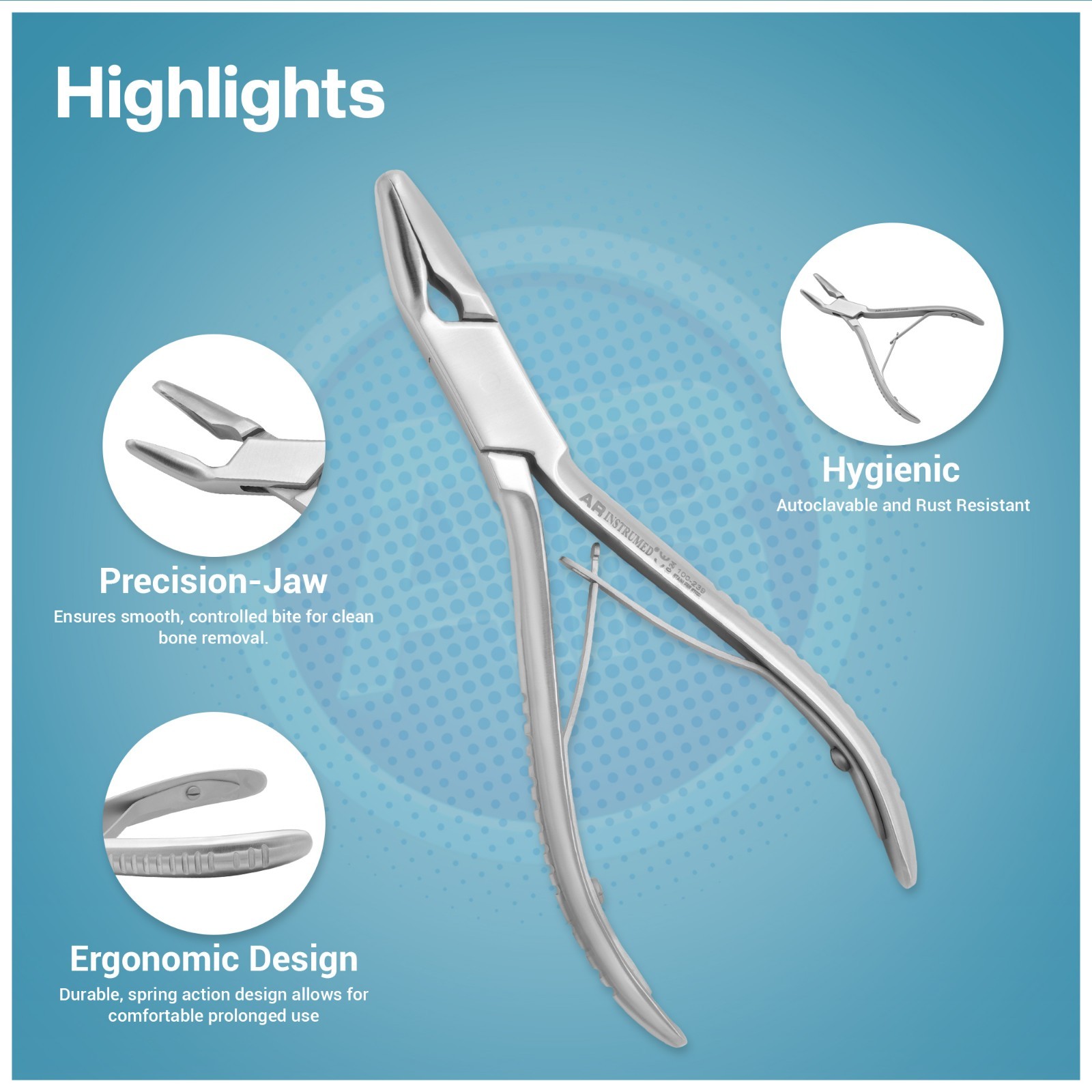 Blumenthal Bone Rongeur, 45 Degree 6 Inches Cutting Surgical Dental Instrument