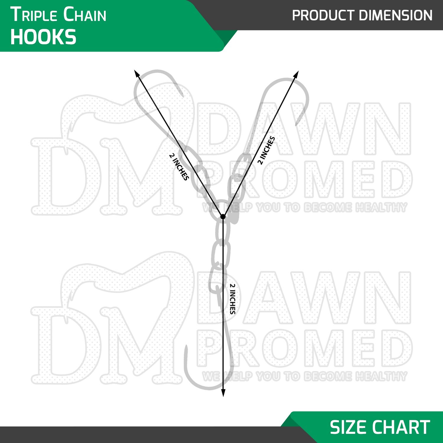 10 Pcs Triple Chain Hook 2″ Three Steel Hooks on Ring to Hold Tissue & Specimens
