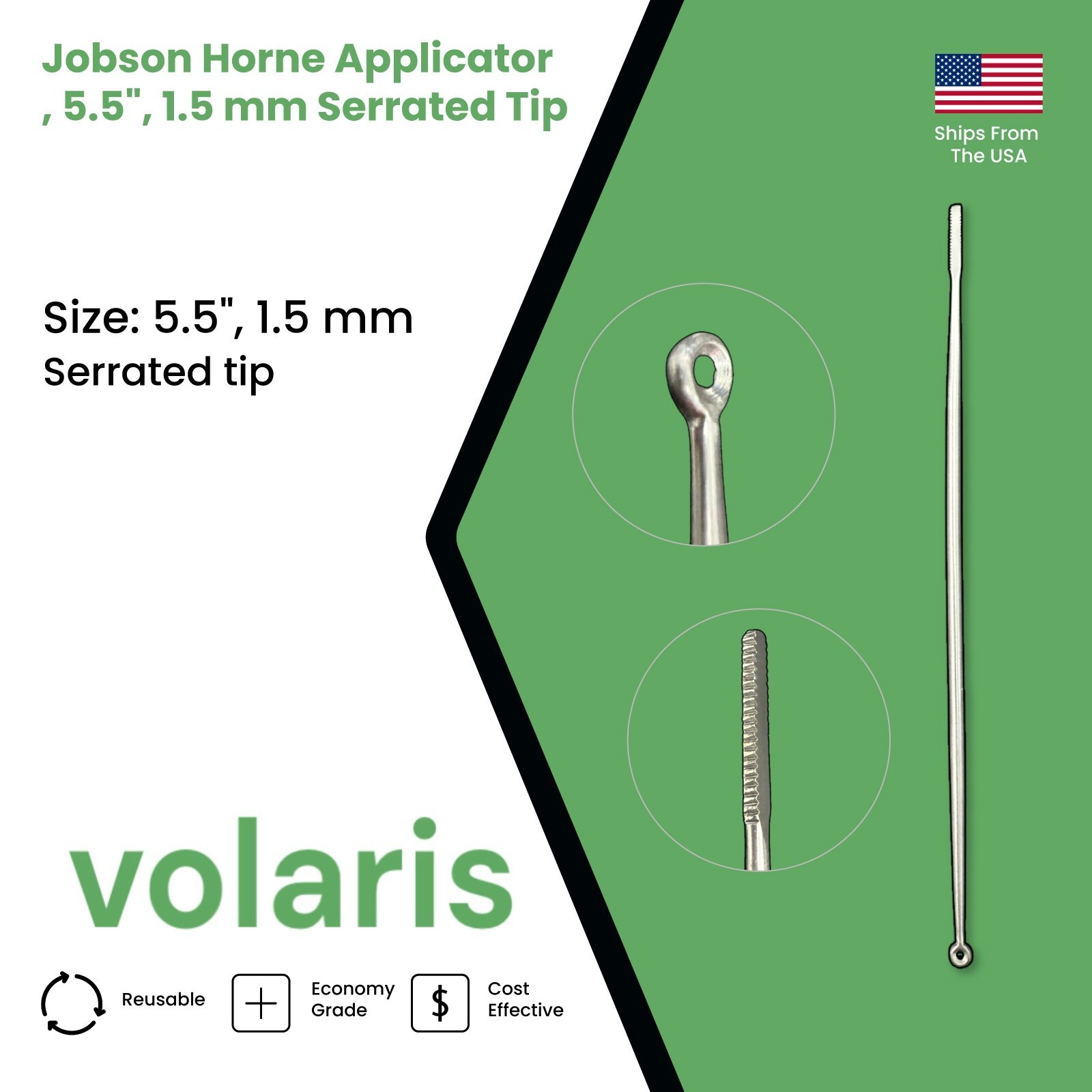 Jobson Horne Applicator, 5.5″, 1.5 mm Serrated Tip