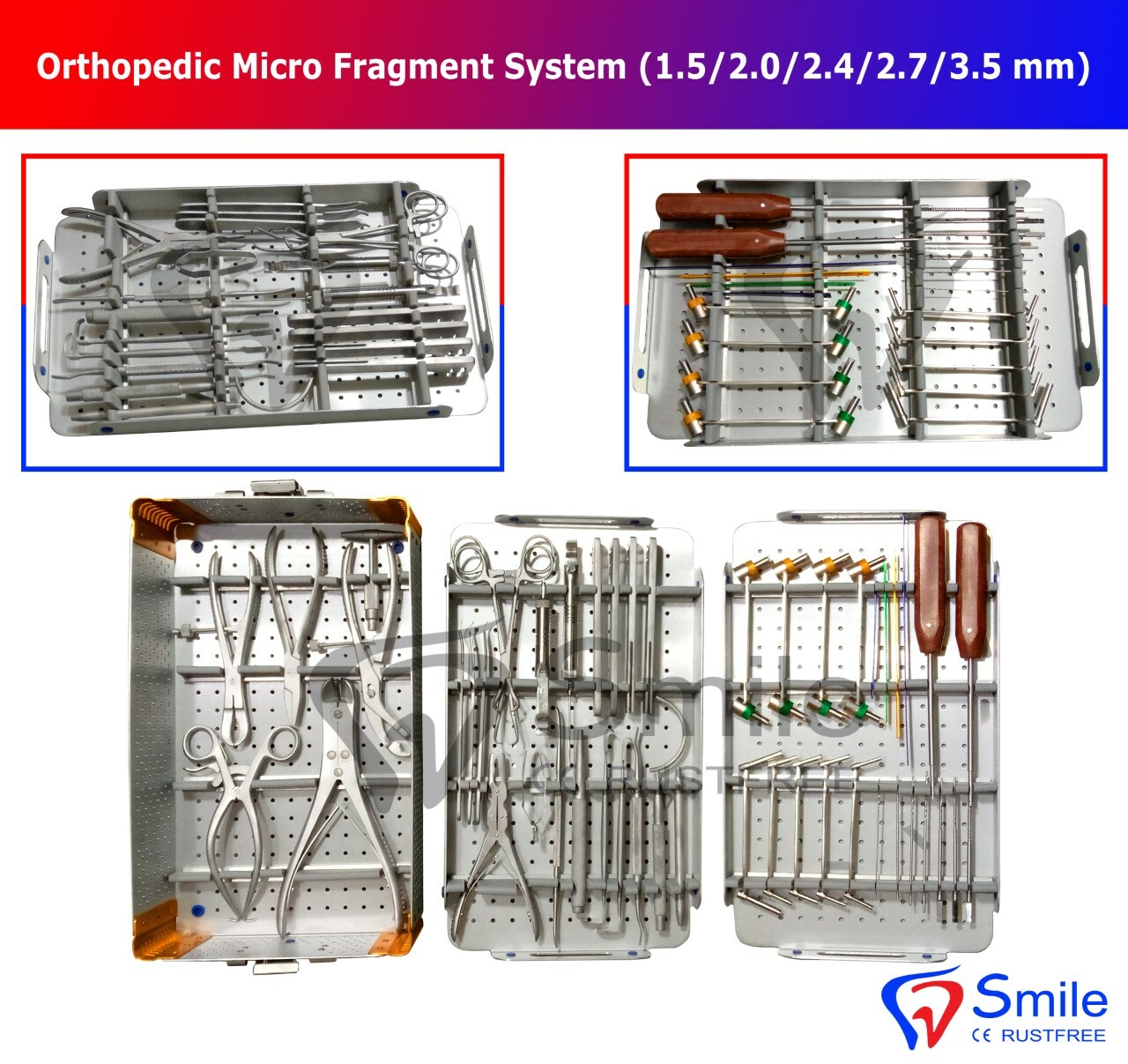 Orthopedic Mini Micro Fragment System 1.5-2.0-2.4-2.7-3.5mm With Sterilizing Box
