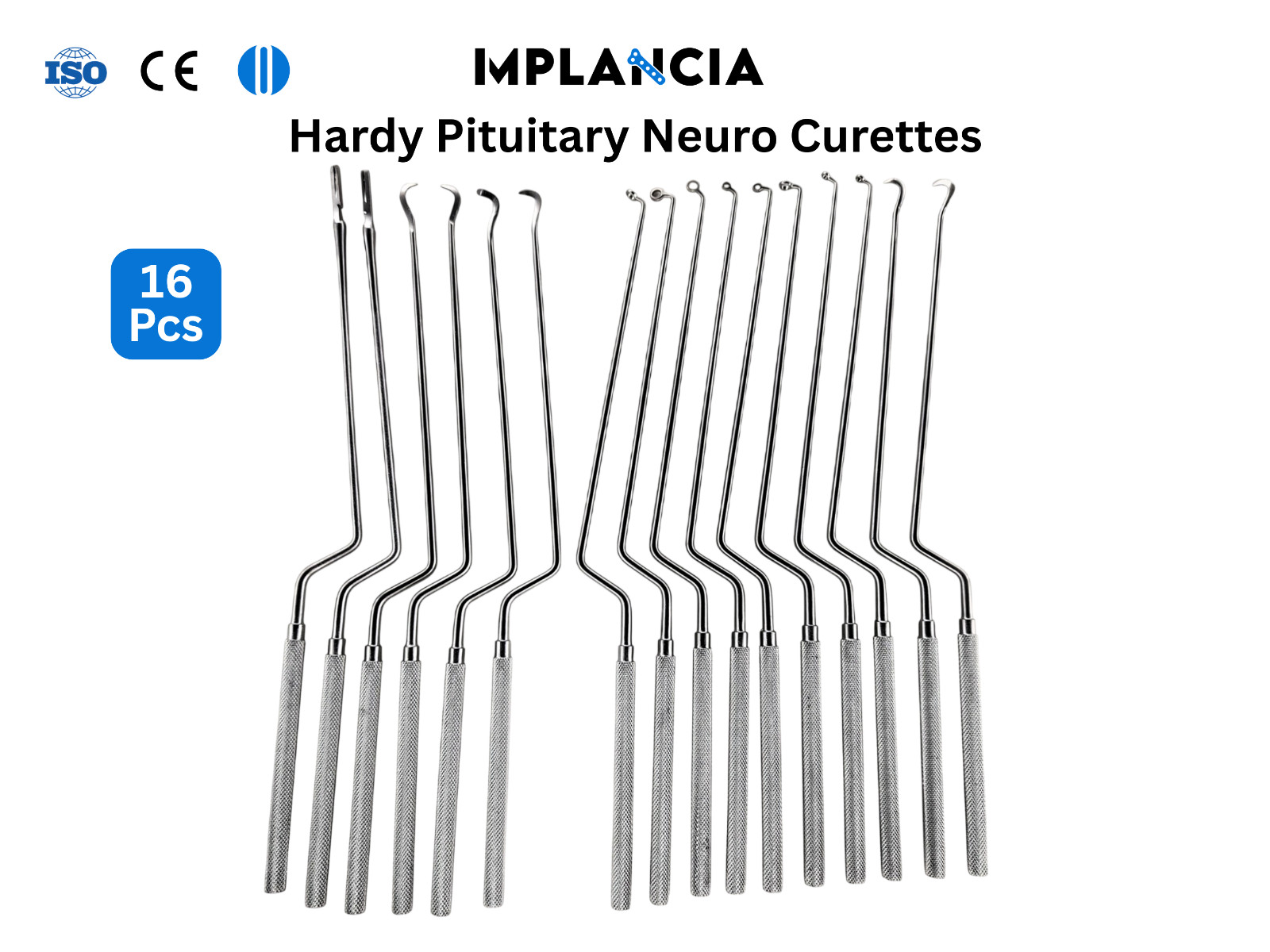 Hardy Pituitary Curettes Set of 16 Neuro Surgical Instruments Stainless Steel
