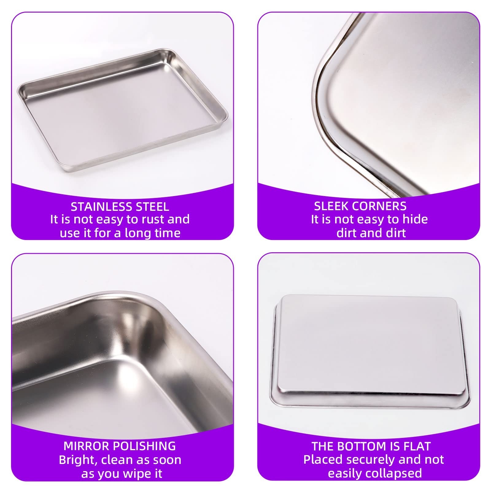 Stainless Steel Surgical Tray Set – 11.81″x15.75″ & 6.3″x9.84″ – Medical, Dental