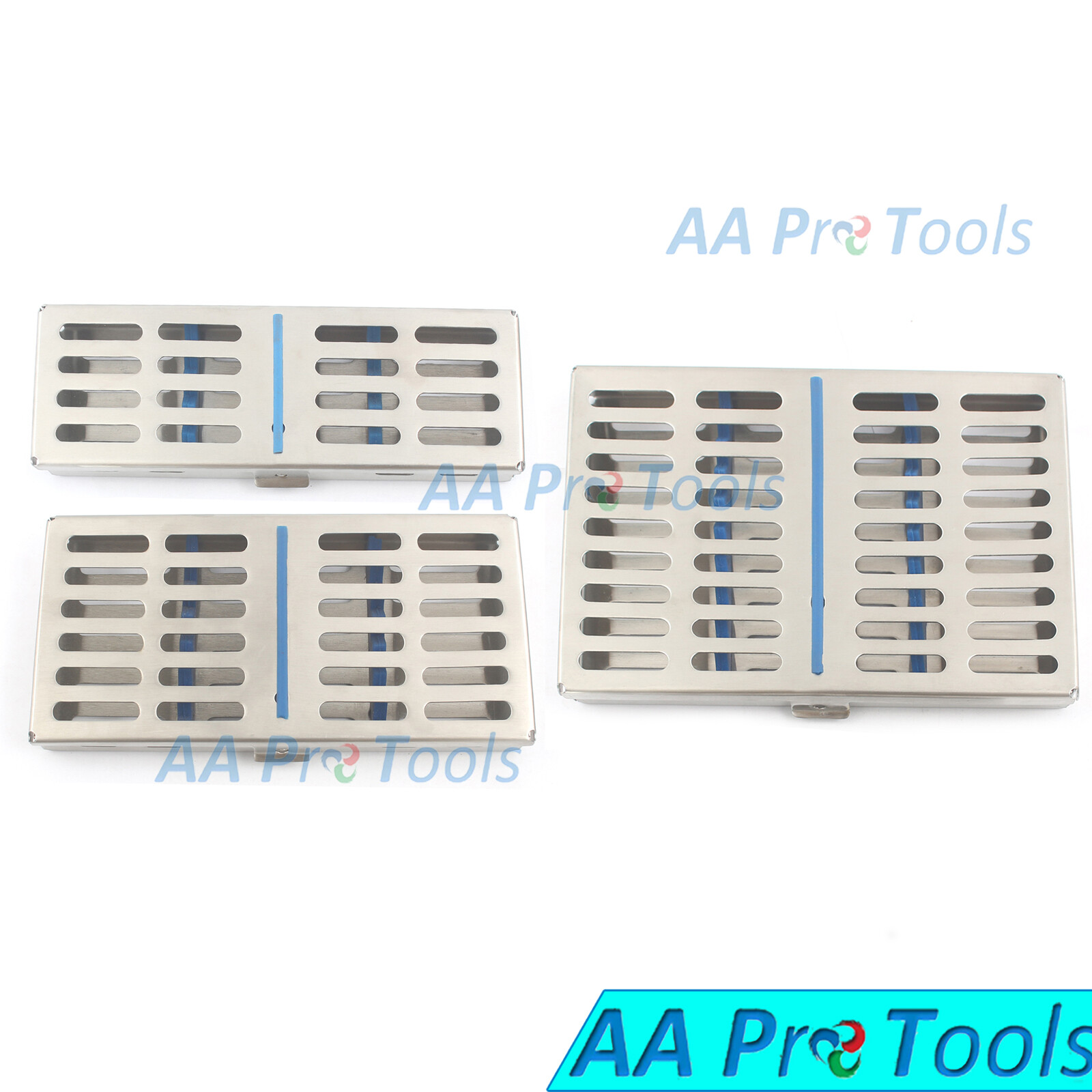 3 DENTAL SURGICAL AUTOCLAVE STERILIZATION CASSETTES BOX FOR 5+7+10 INSTRUMENTS