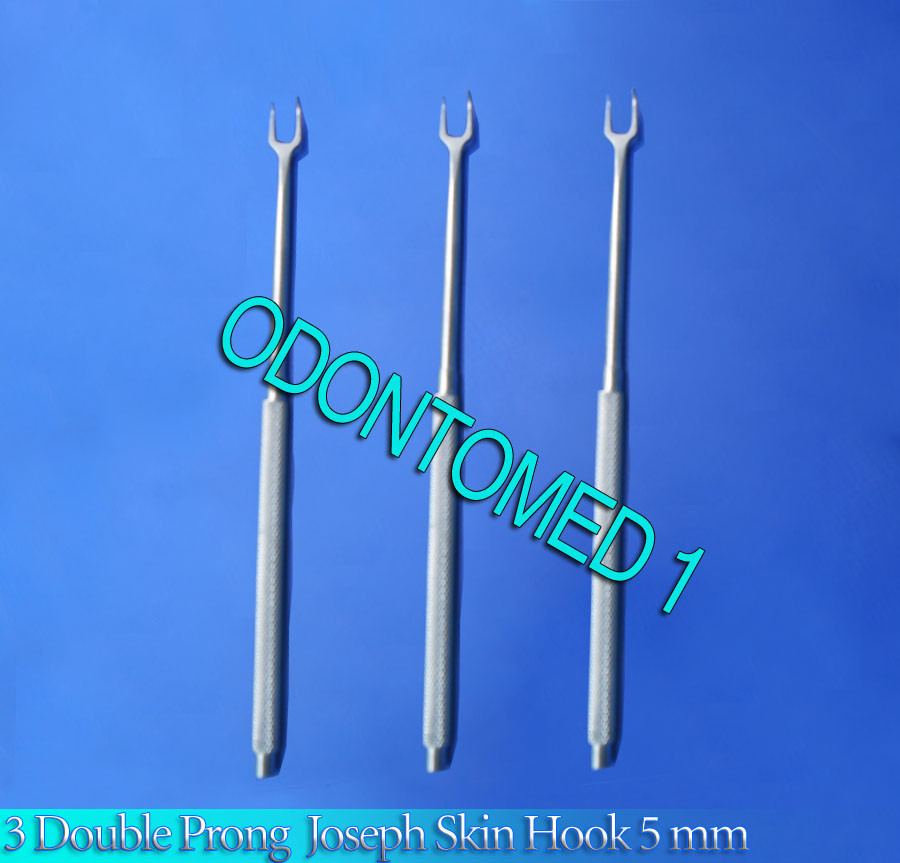 3 Double 2 Prong Joseph Skin Hook 6.25″ 5MM Dermal Surgical Instruments