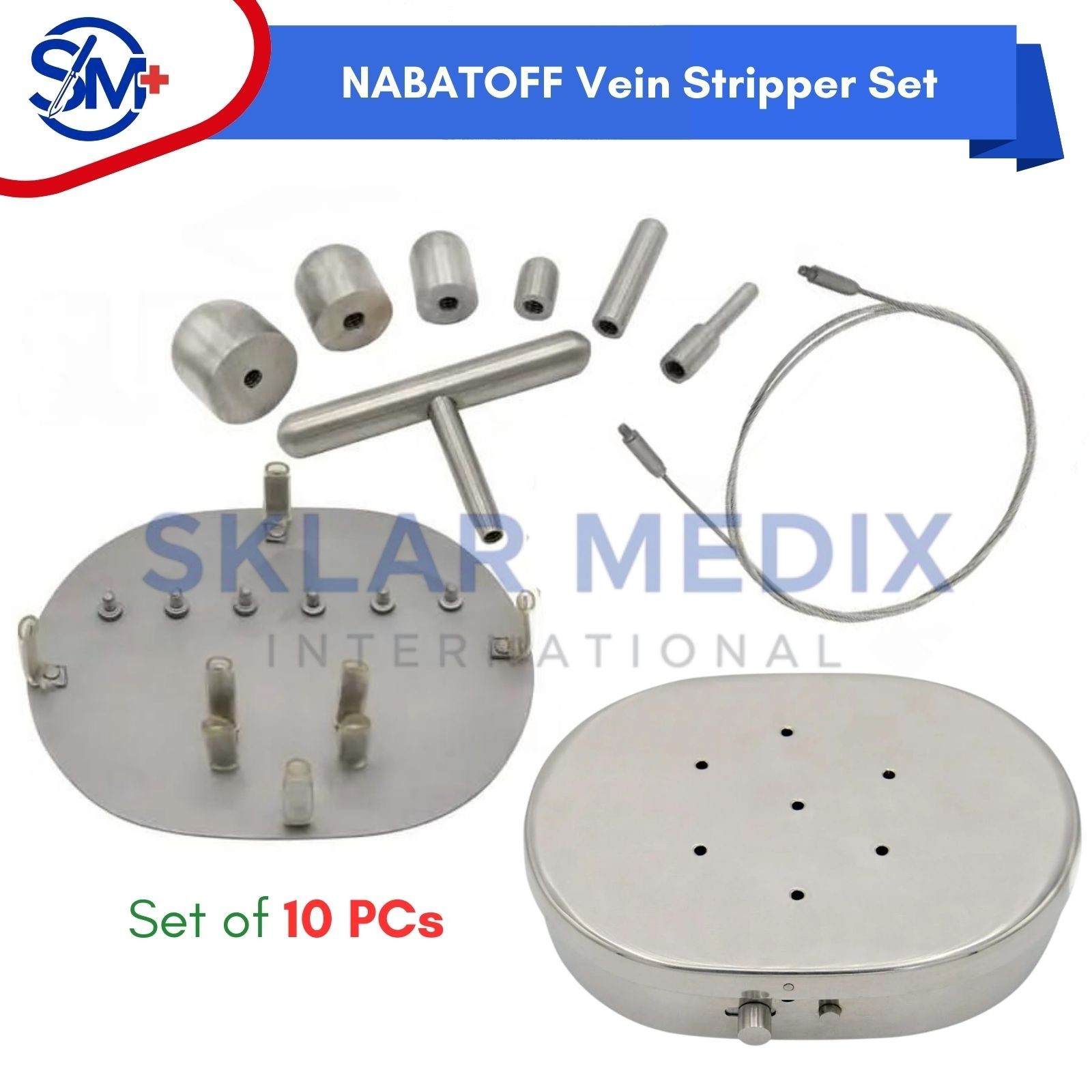 NABATOFF Vein Stripper Set Medical Surgical Instruments Stainless German Grade